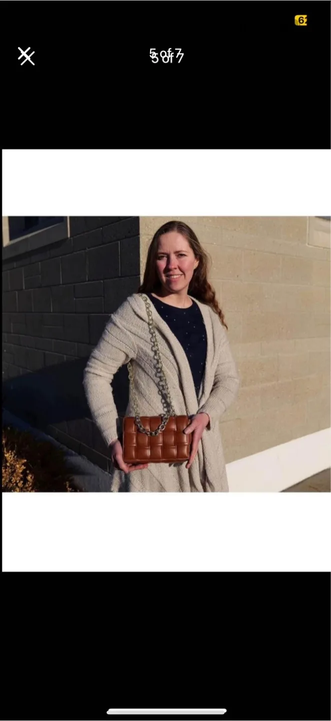 Brown Woven Shoulder Bag with Gold Chain, brand new image indicator(5)