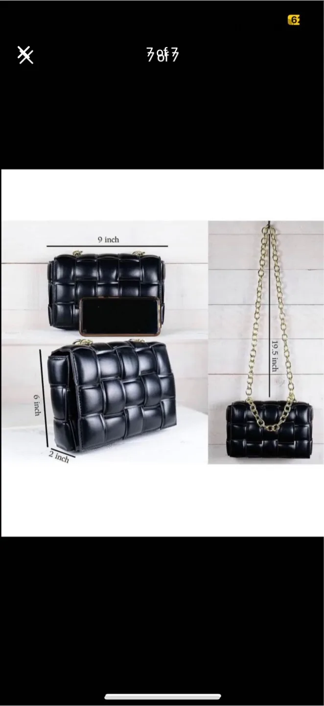 Brown Woven Shoulder Bag with Gold Chain, brand new image indicator(7)