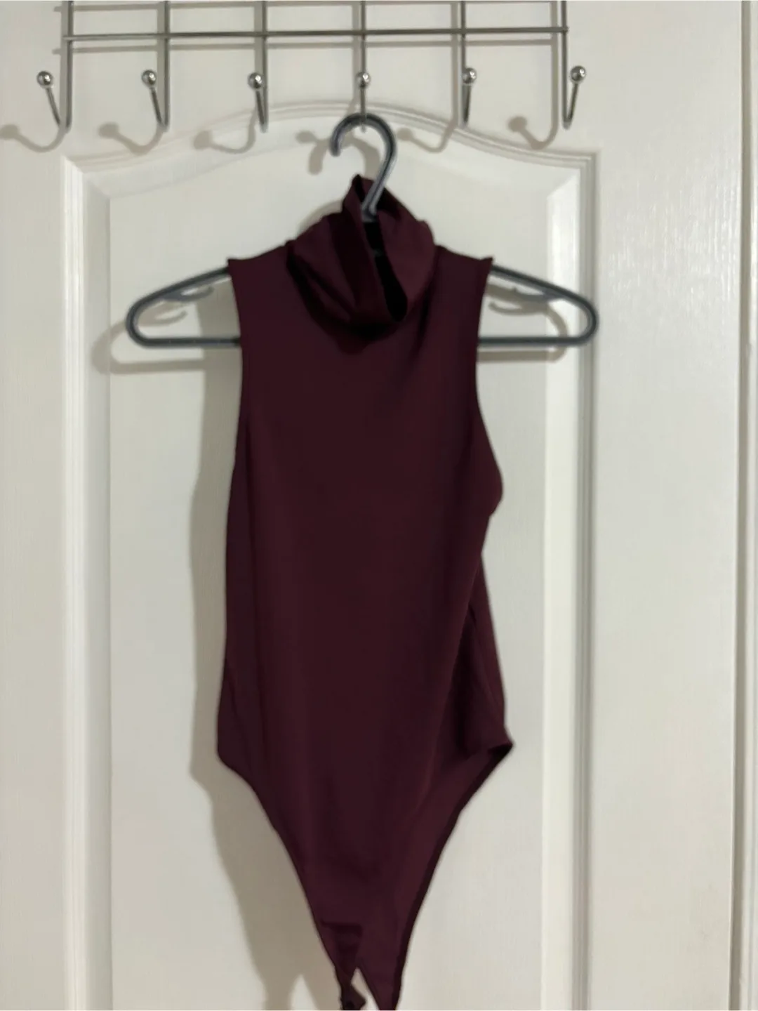 Burgundy Sleeveless Turtleneck Bodysuit thumbnail