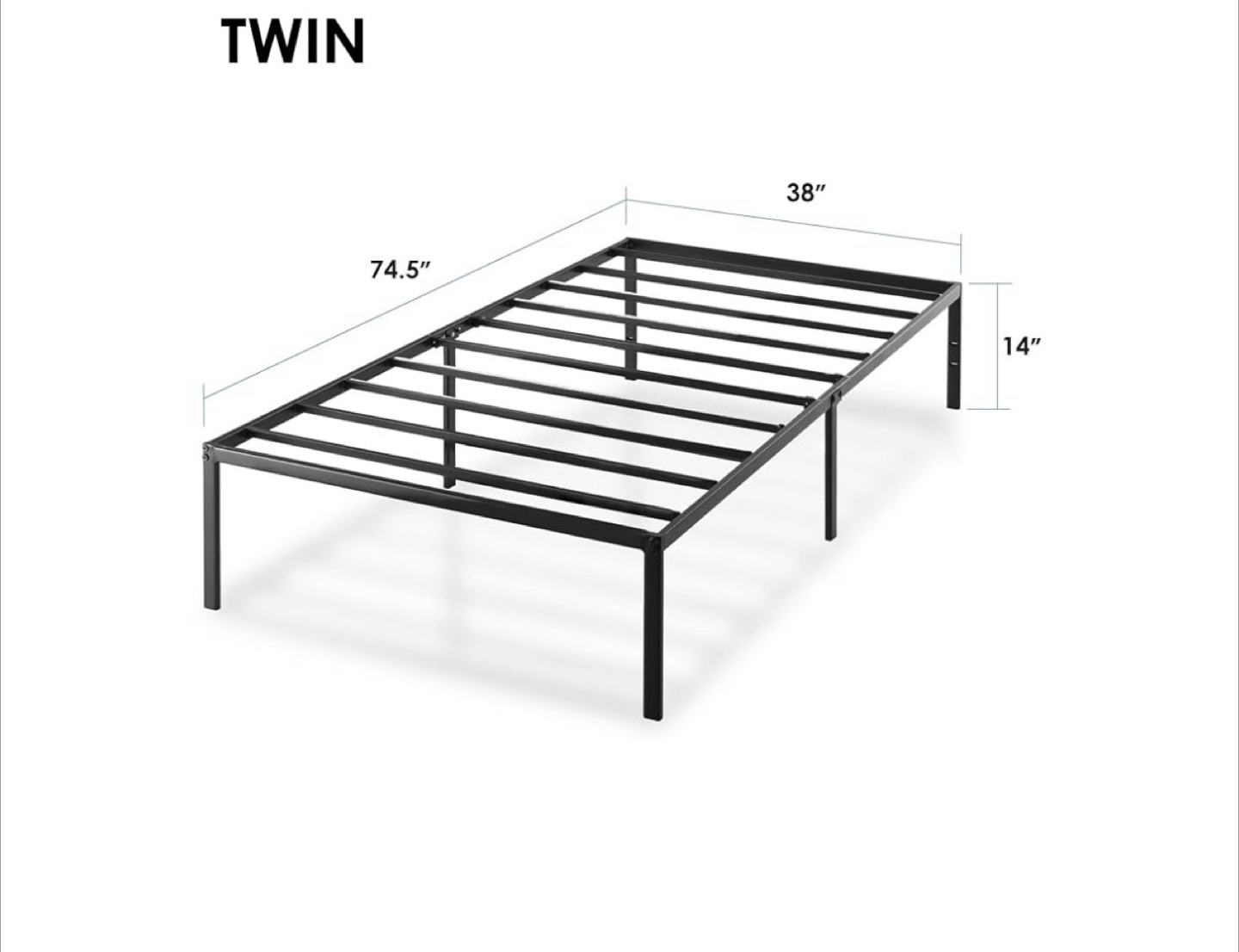 Twin Size Metal Bed Frame - Black