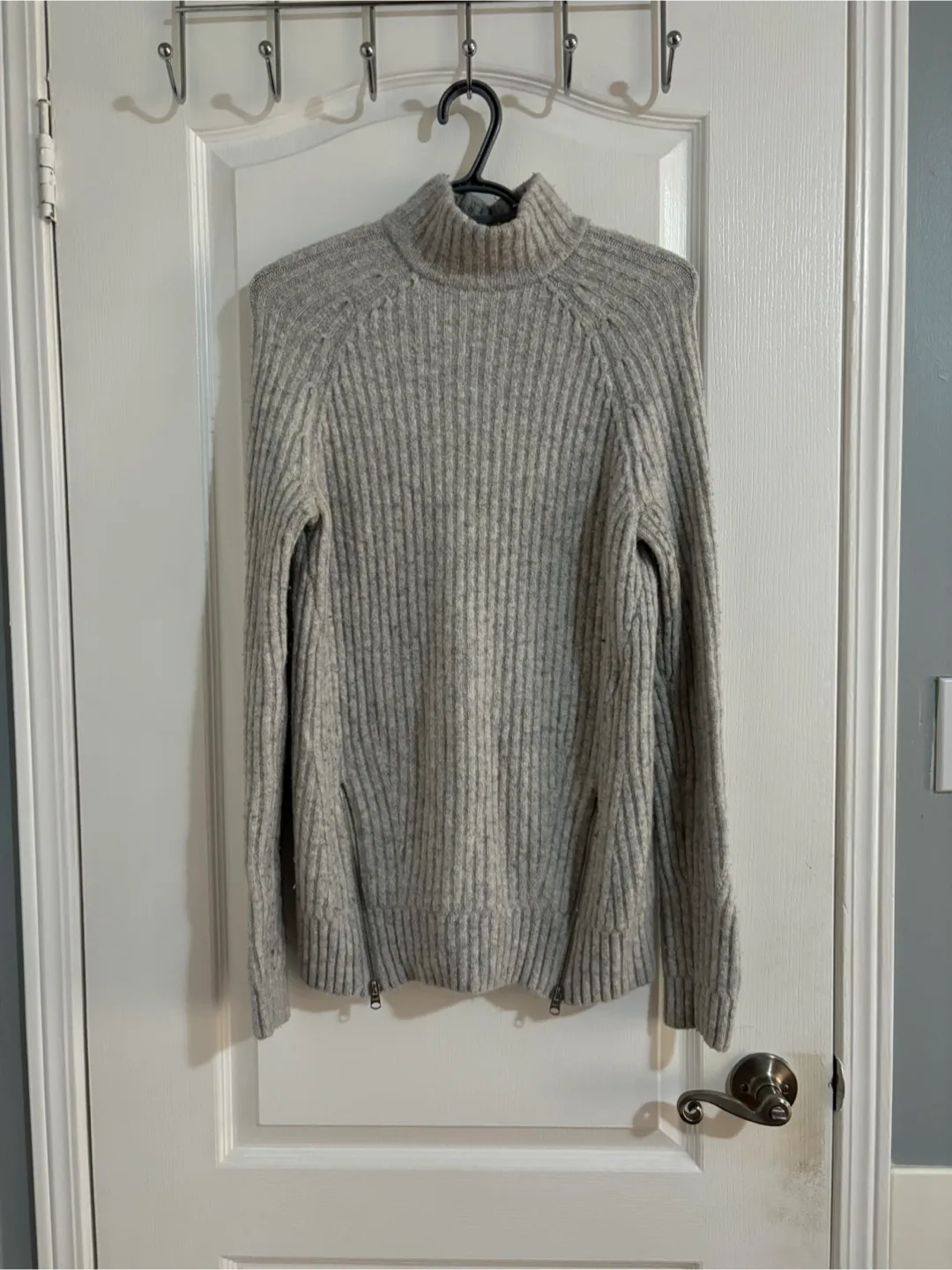 Grey Knit Mock Neck Sweater thumbnail