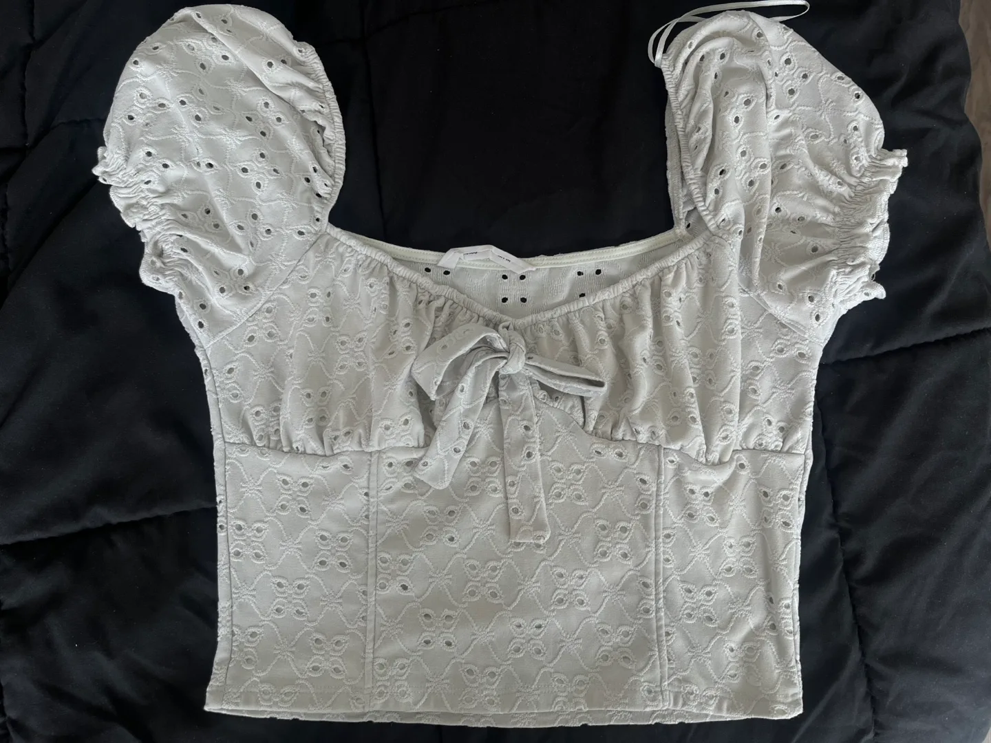 White Eyelet Puff Sleeve Top thumbnail