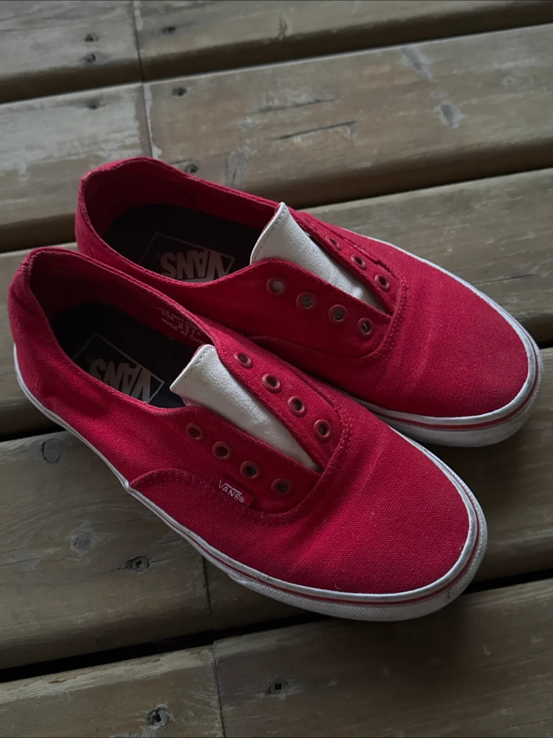 Vans Red Canvas Shoes thumbnail