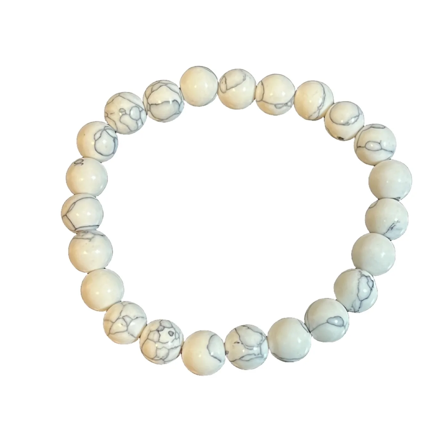 Howlite Gem Stone Beaded Bracelet White Black thumbnail