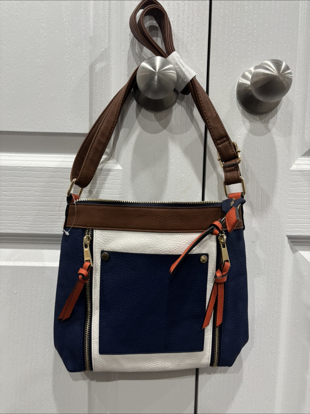 MIA Crossbody Bag - Navy, White, Brown