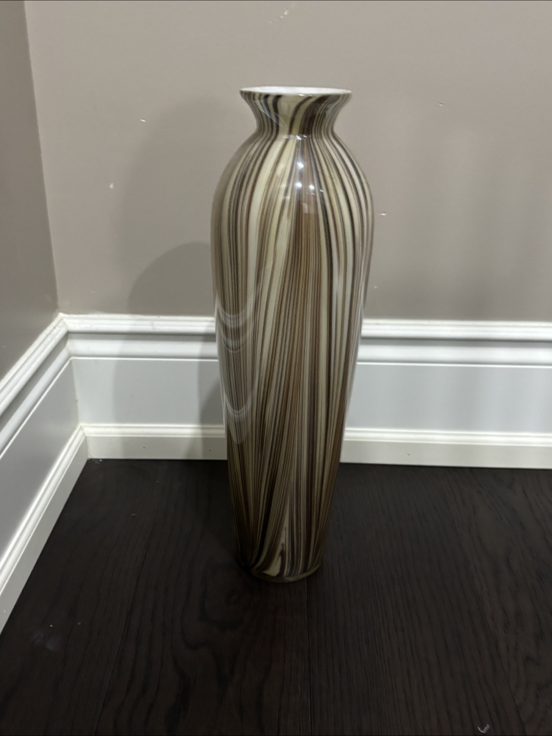 Striped Brown & Cream Decorative Vase