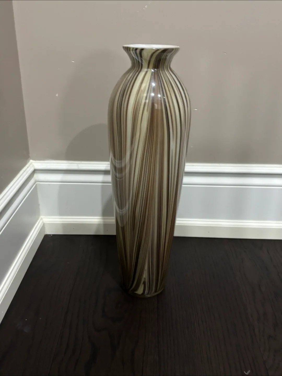 Striped Brown & Cream Decorative Vase thumbnail