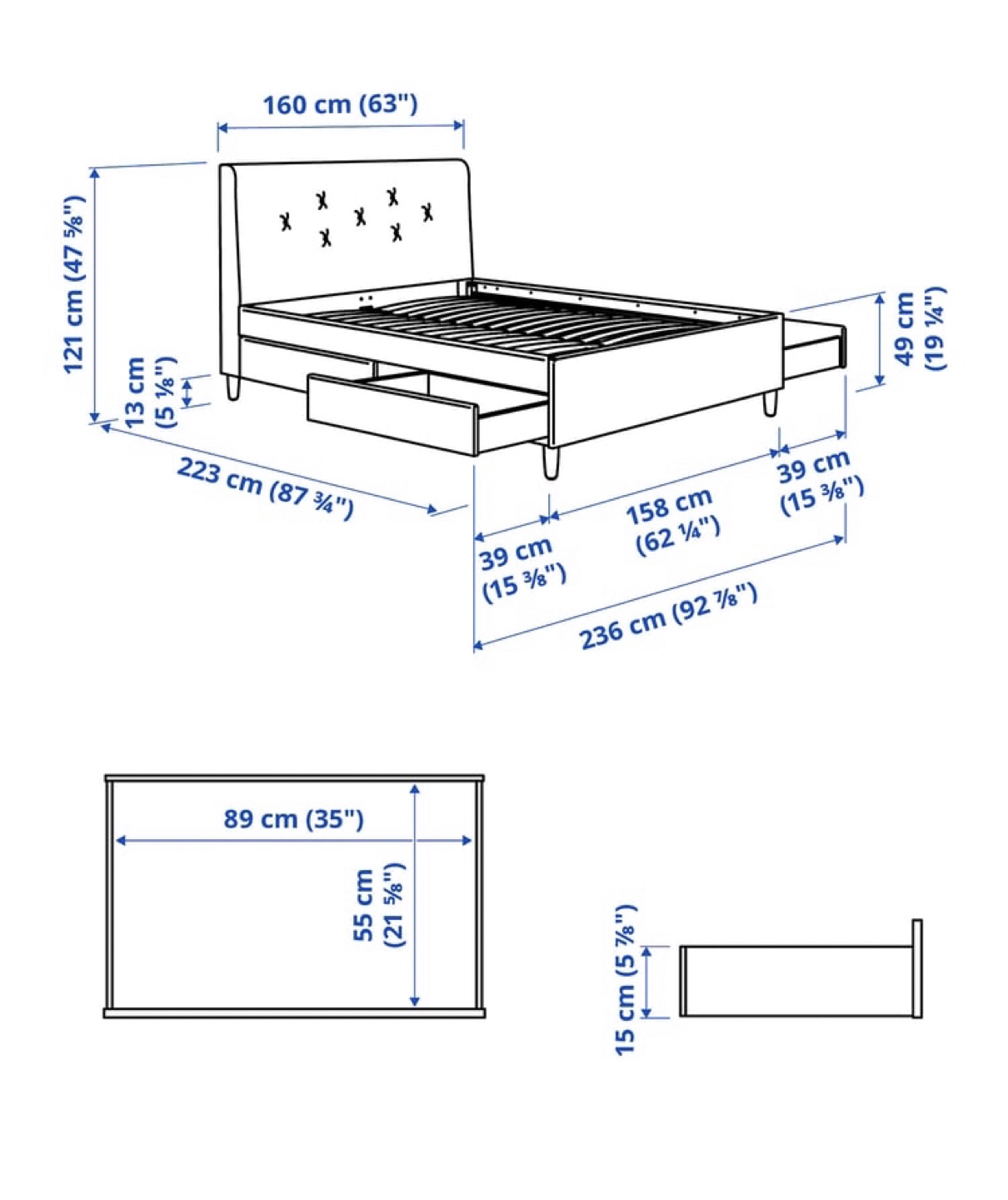 IKEA IDANAS Queen Bed Frame(Disassembly Done)with Mattress - photo 2