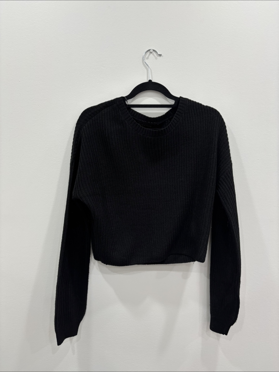 Black Knit Cropped Sweater