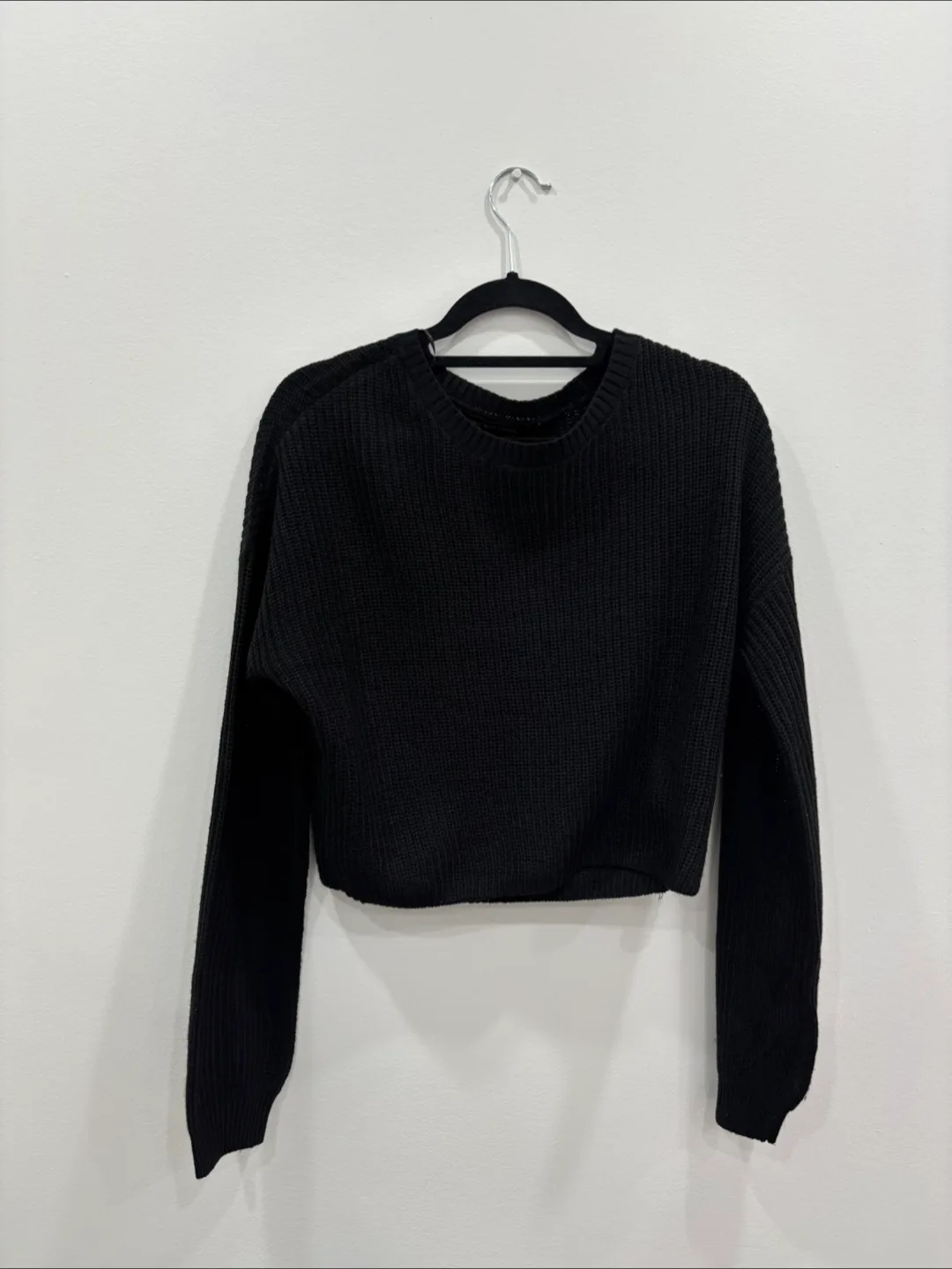 Black Knit Cropped Sweater thumbnail