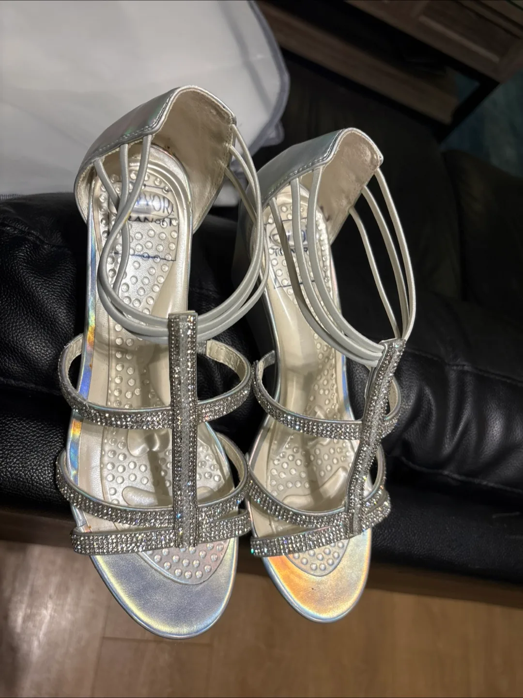 Wedding Silver Rhinestone Sandals Size 8.5 thumbnail