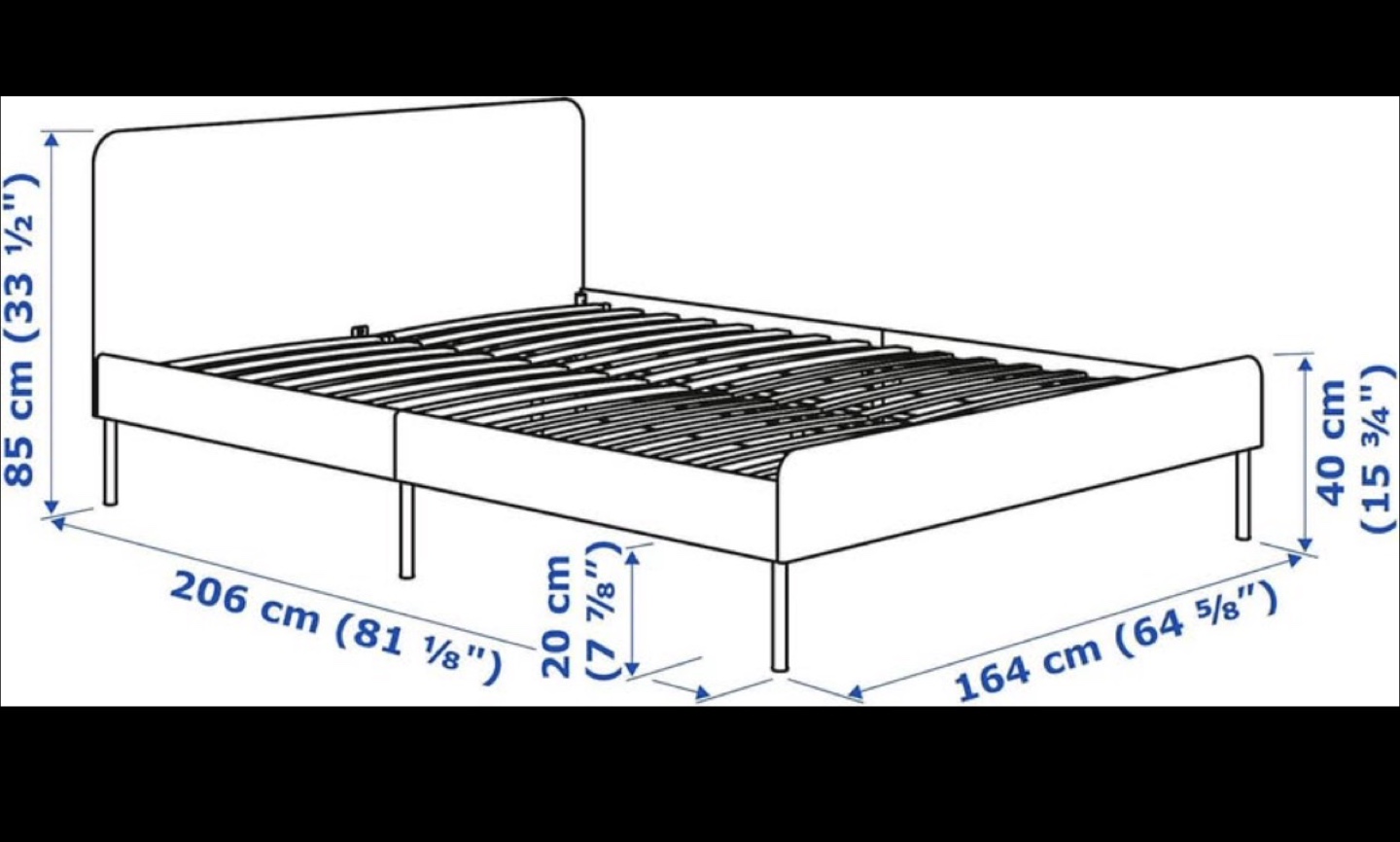 IKEA Gray Fabric Bed Frame, Queen Size - photo 3