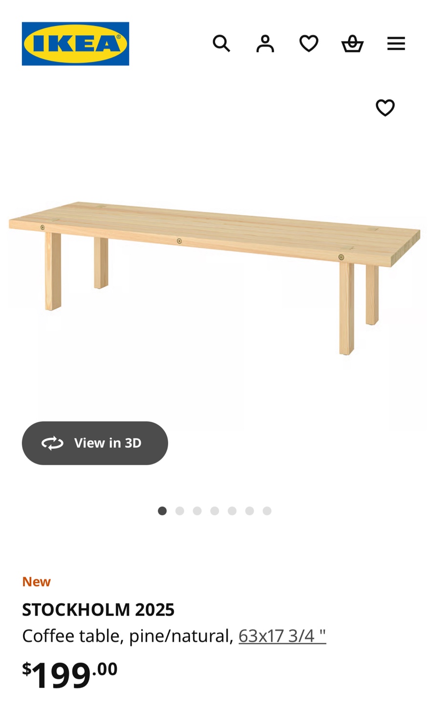 New In Box Ikea Stockholm Coffee Table