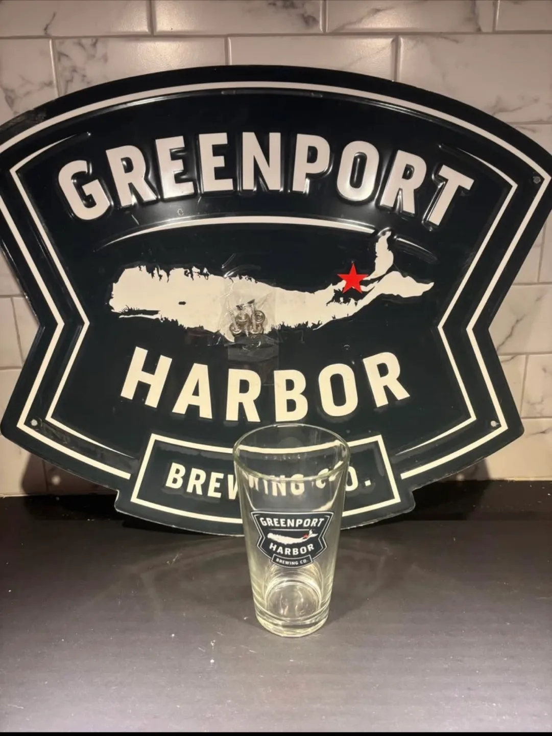 Greenport Harbor Brewing Co. Sign & Pint Glass thumbnail