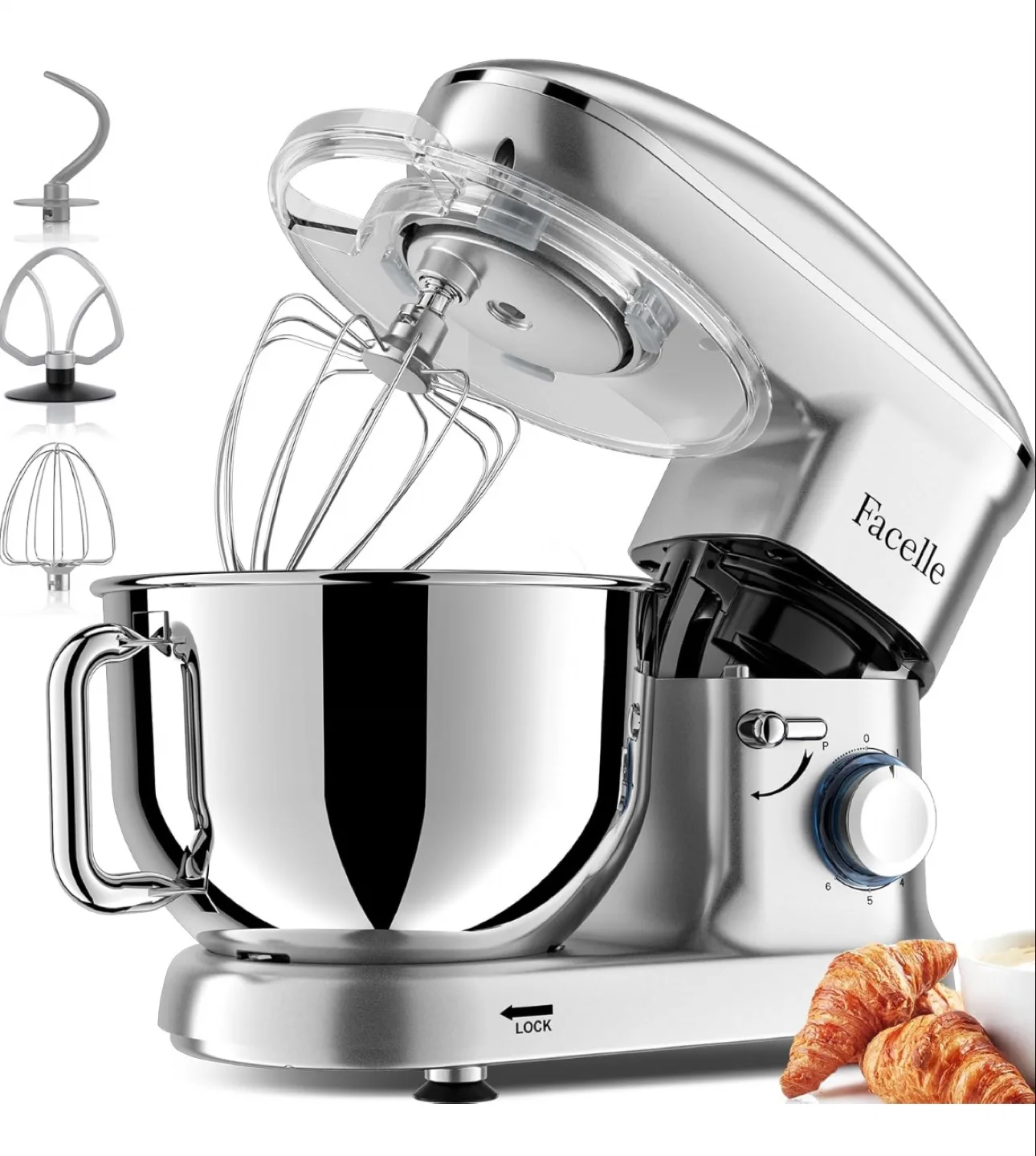BRAND NEW, NEVER OPENED Facelle Stand Mixer - Silver thumbnail