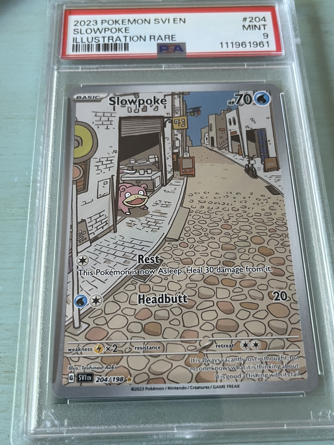 Slowpoke Illustration Rare Pokemon Card - PSA 9 Mint - photo 2