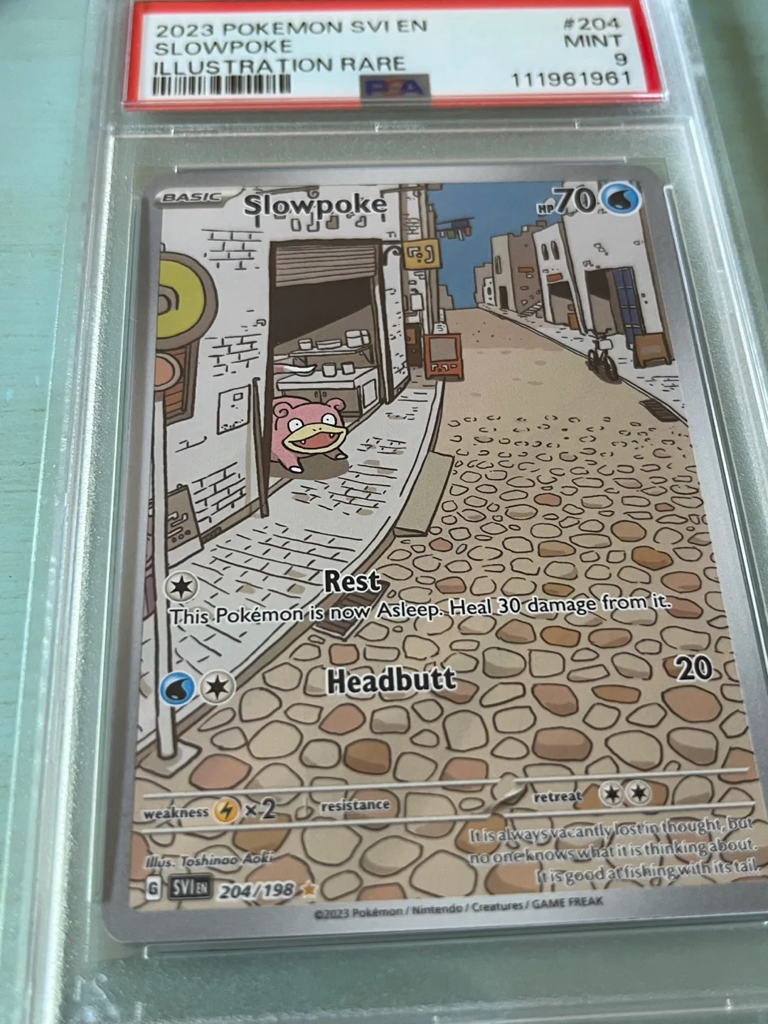 Slowpoke Illustration Rare Pokemon Card - PSA 9 Mint thumbnail