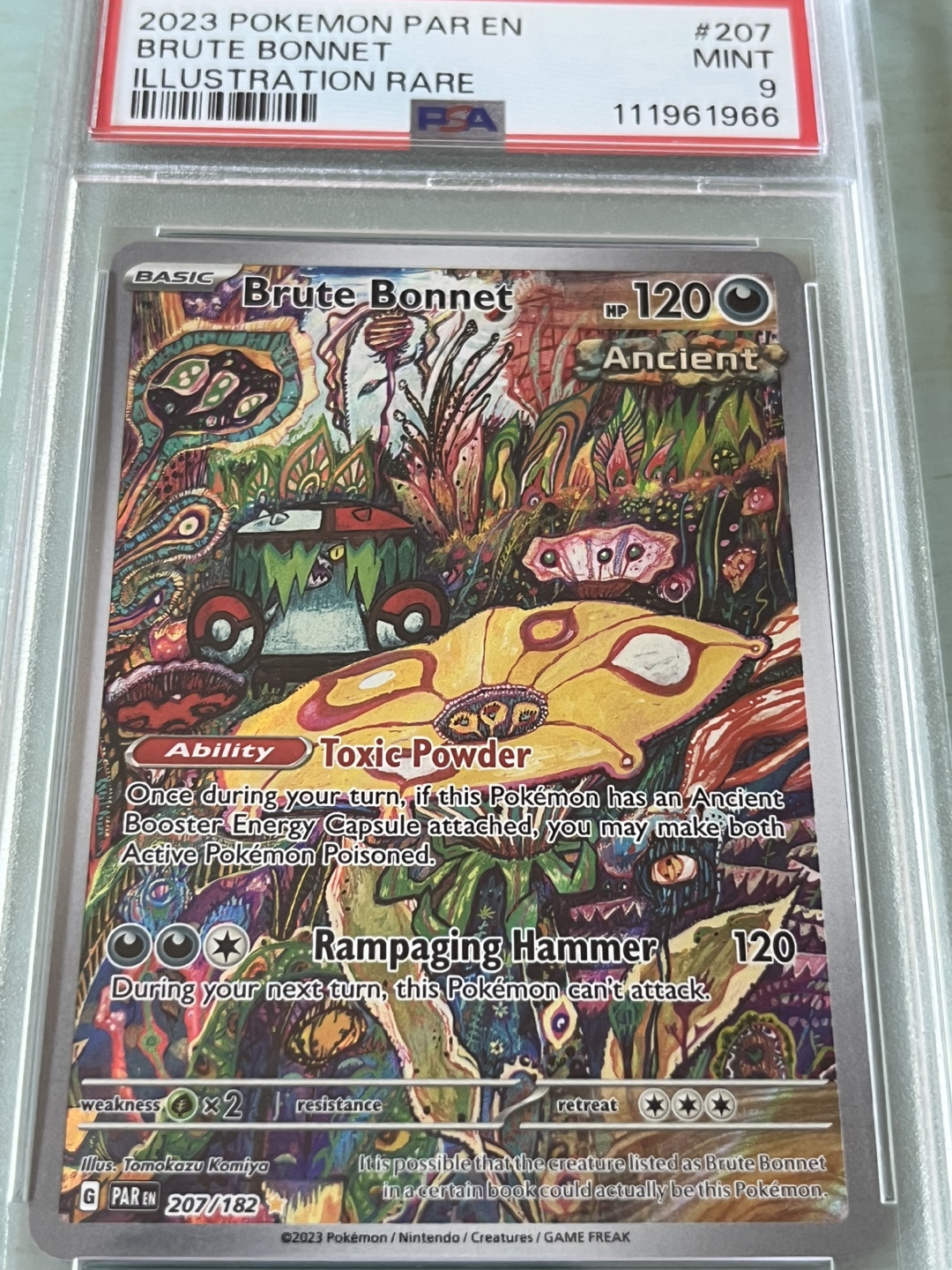PSA 9 Mint Brute Bonnet Illustration Rare Pokemon Card