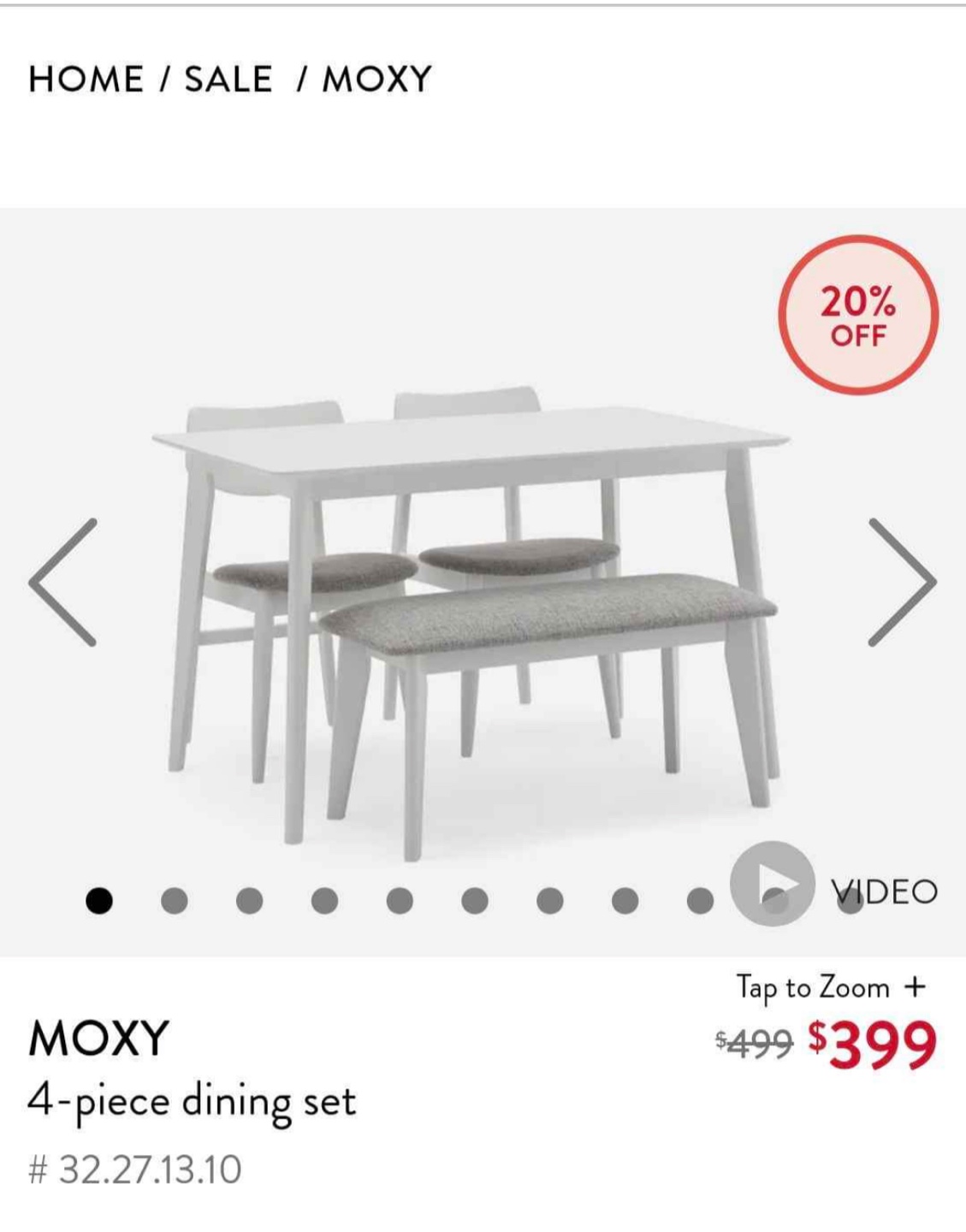 MOXY 4-Piece White Dining Table and Bench - photo 2