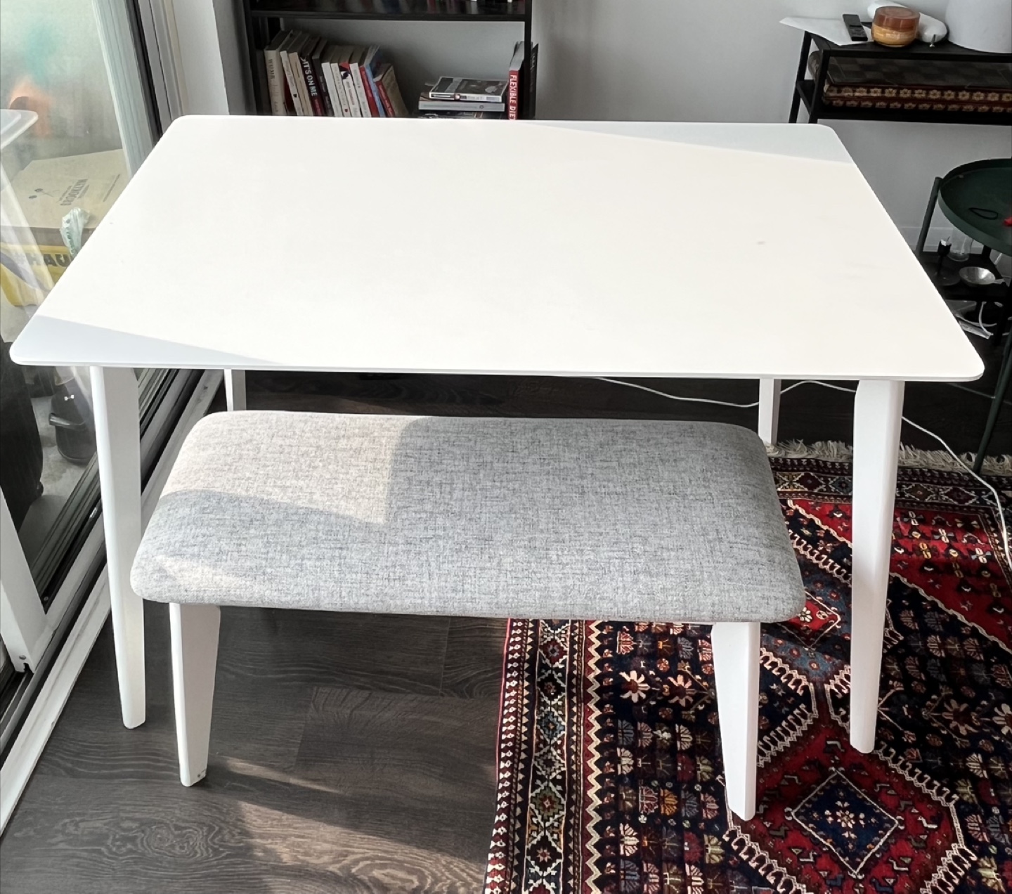 MOXY 4-Piece White Dining Table and Bench - photo 4