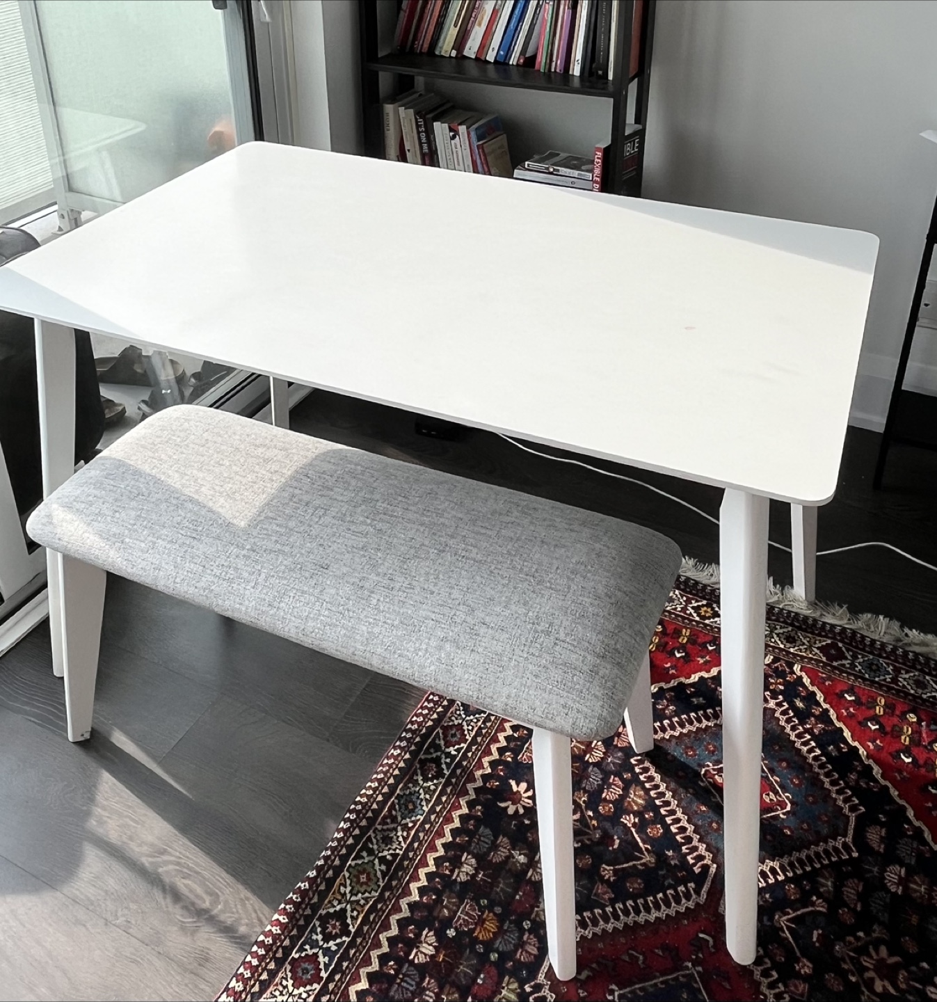 MOXY 4-Piece White Dining Table and Bench - photo 3