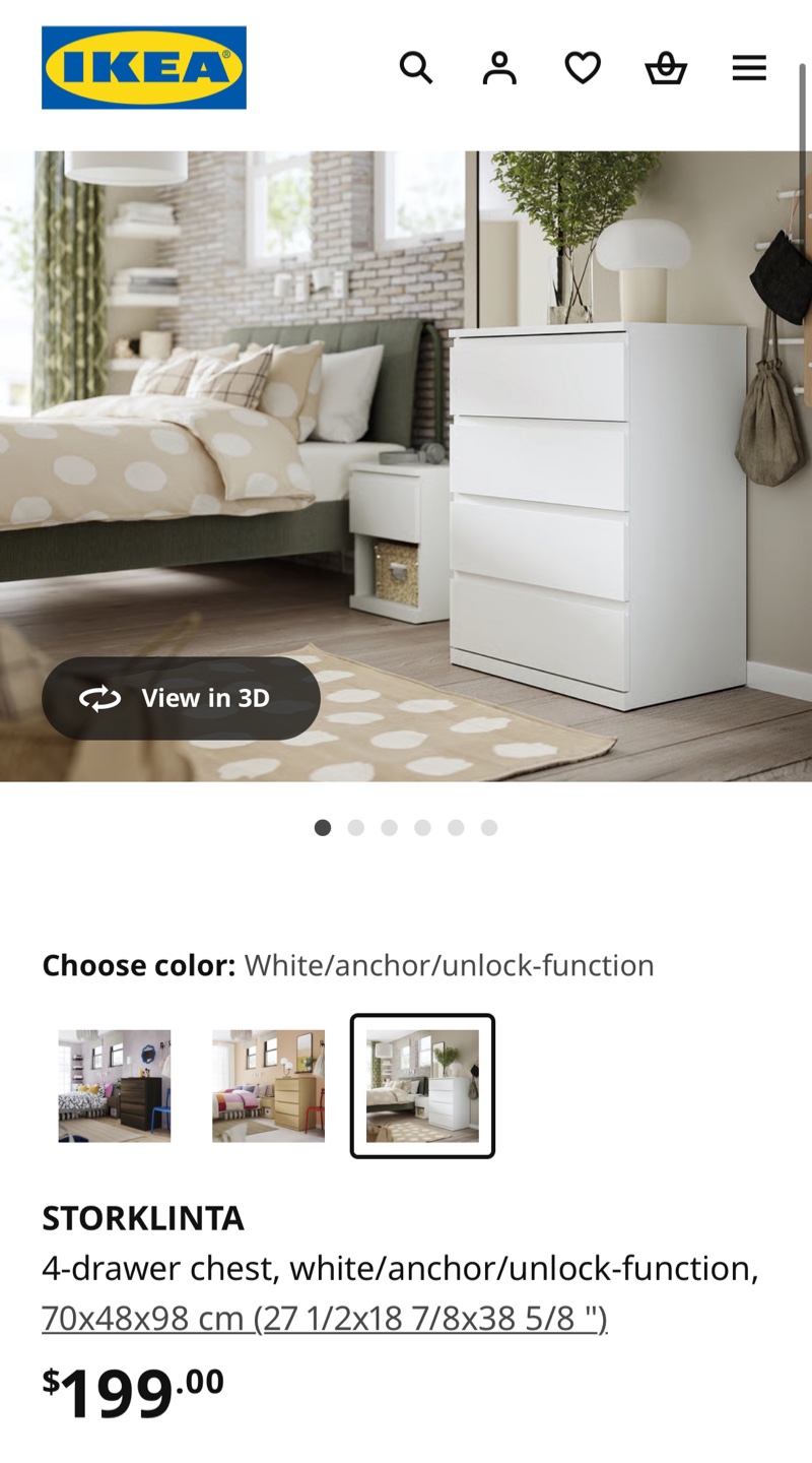 IKEA STORLINTA 4-drawer chest, white