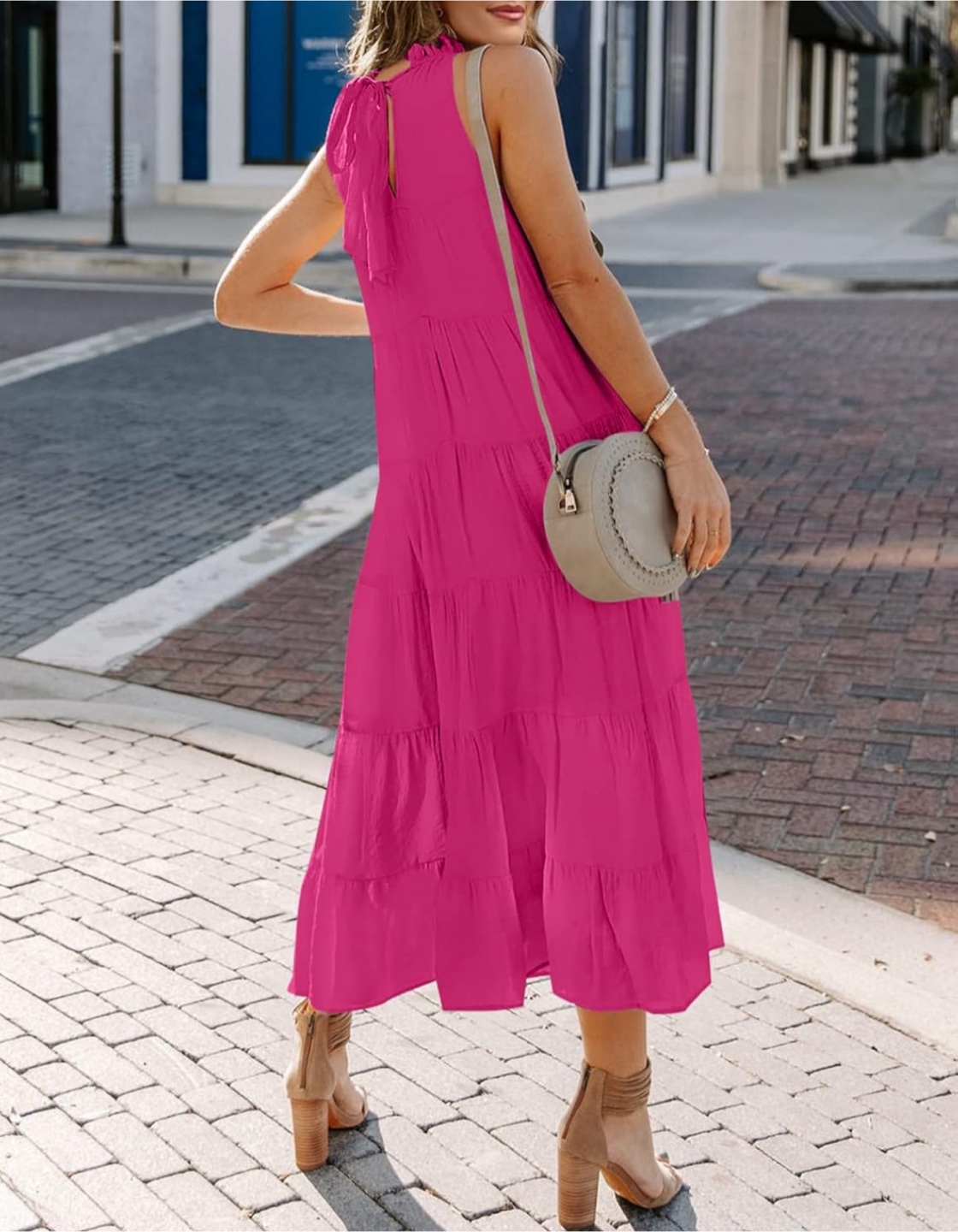 NEW! HAEOF Sleeveless Halter Maxi Pleated Tiered Sundress - photo 4