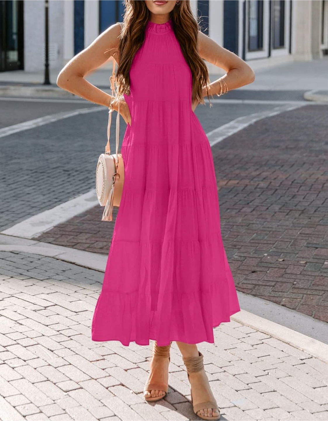 NEW! HAEOF Sleeveless Halter Maxi Pleated Tiered Sundress - photo 3