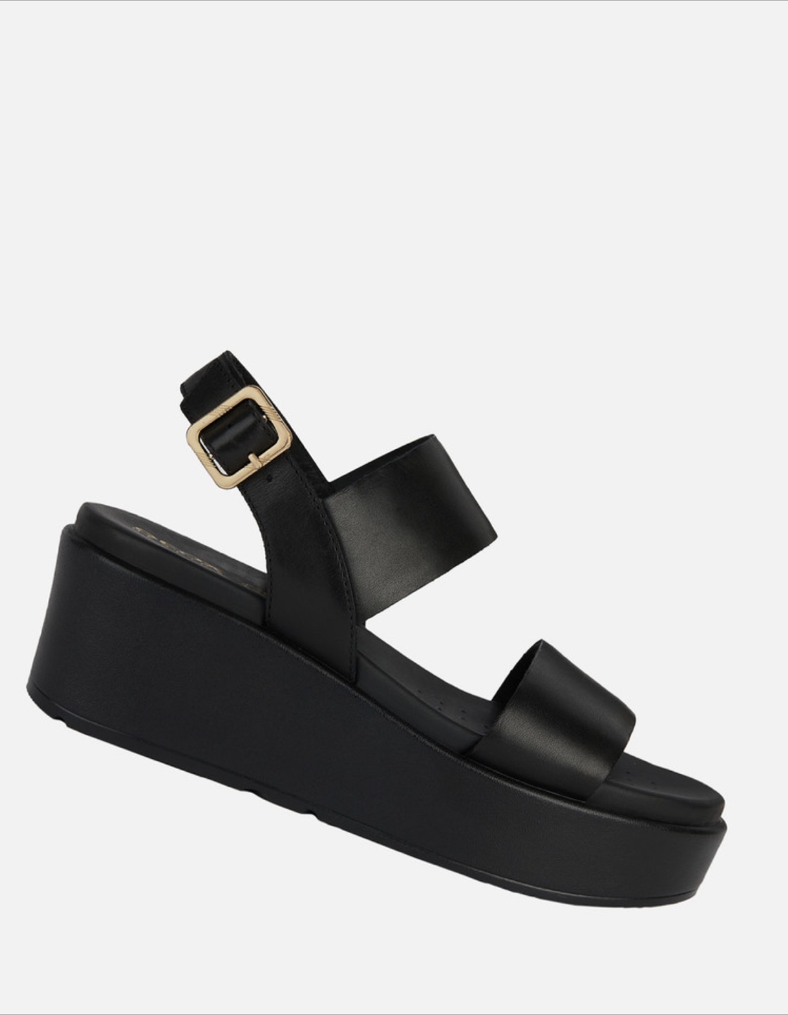 Geox Black Leather Platform Sandals - Size 40