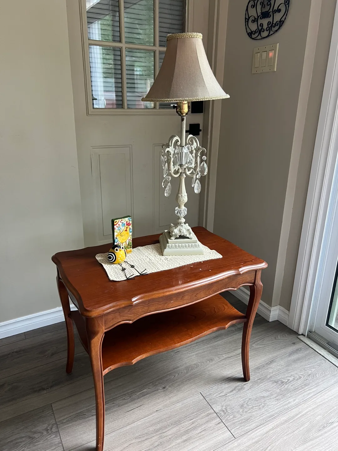 Maple end table and a lamp thumbnail