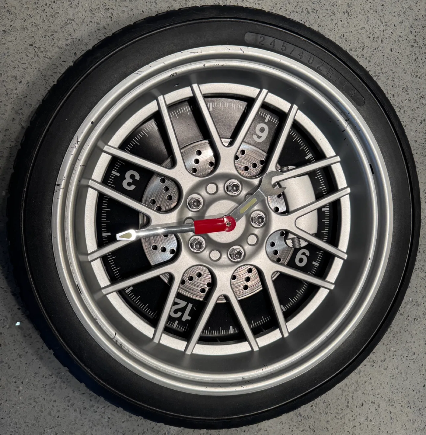 Tire Rim Wall Clock - Automotive Decor thumbnail