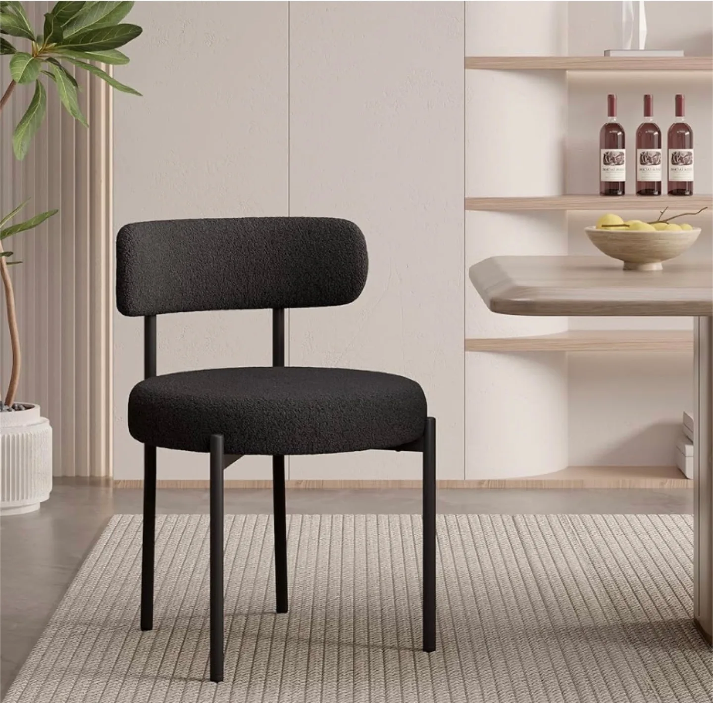 Black Teddy Fabric Dining Chair thumbnail