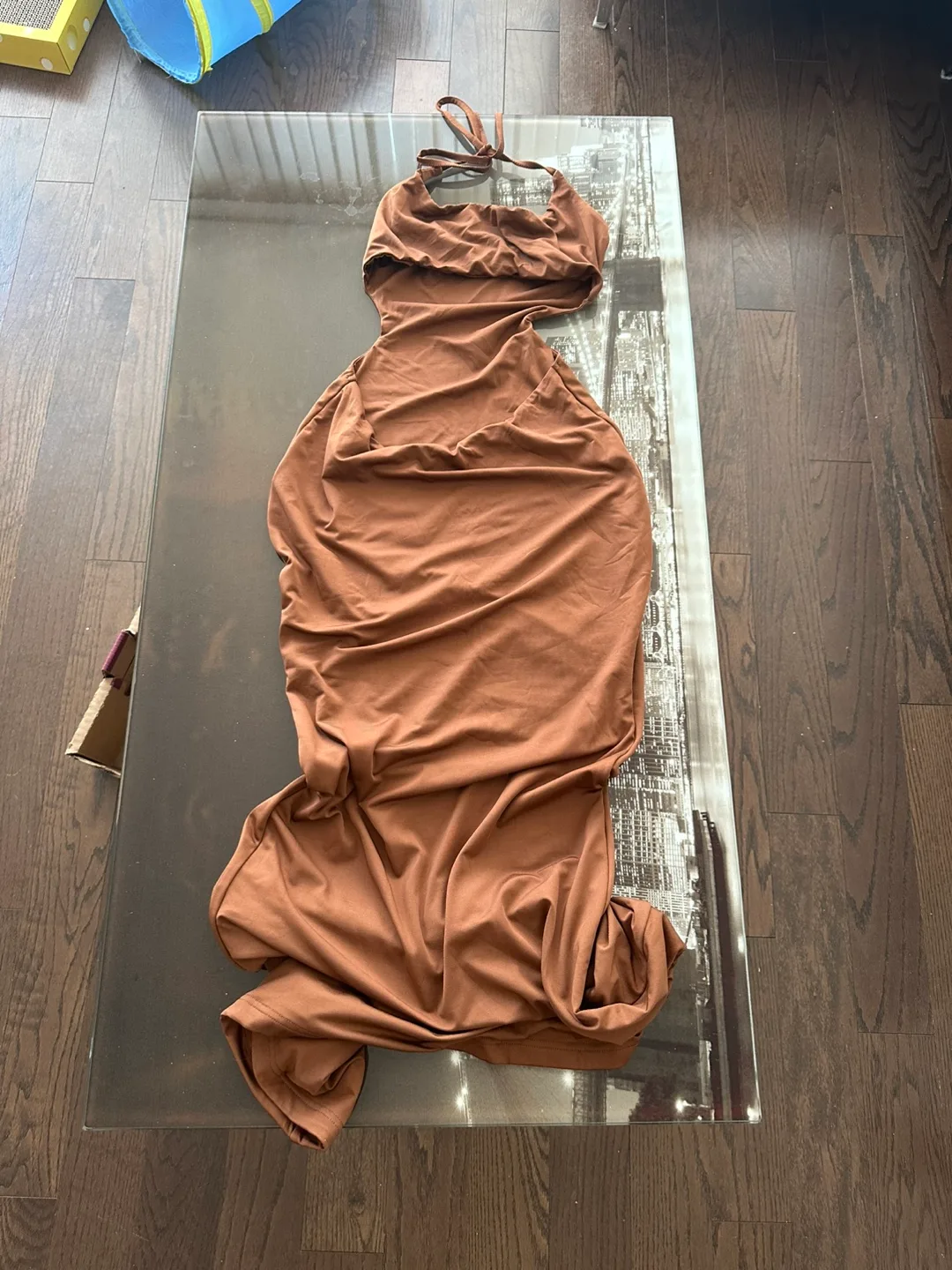 Parthea Brown Halter Bodycon Dress thumbnail