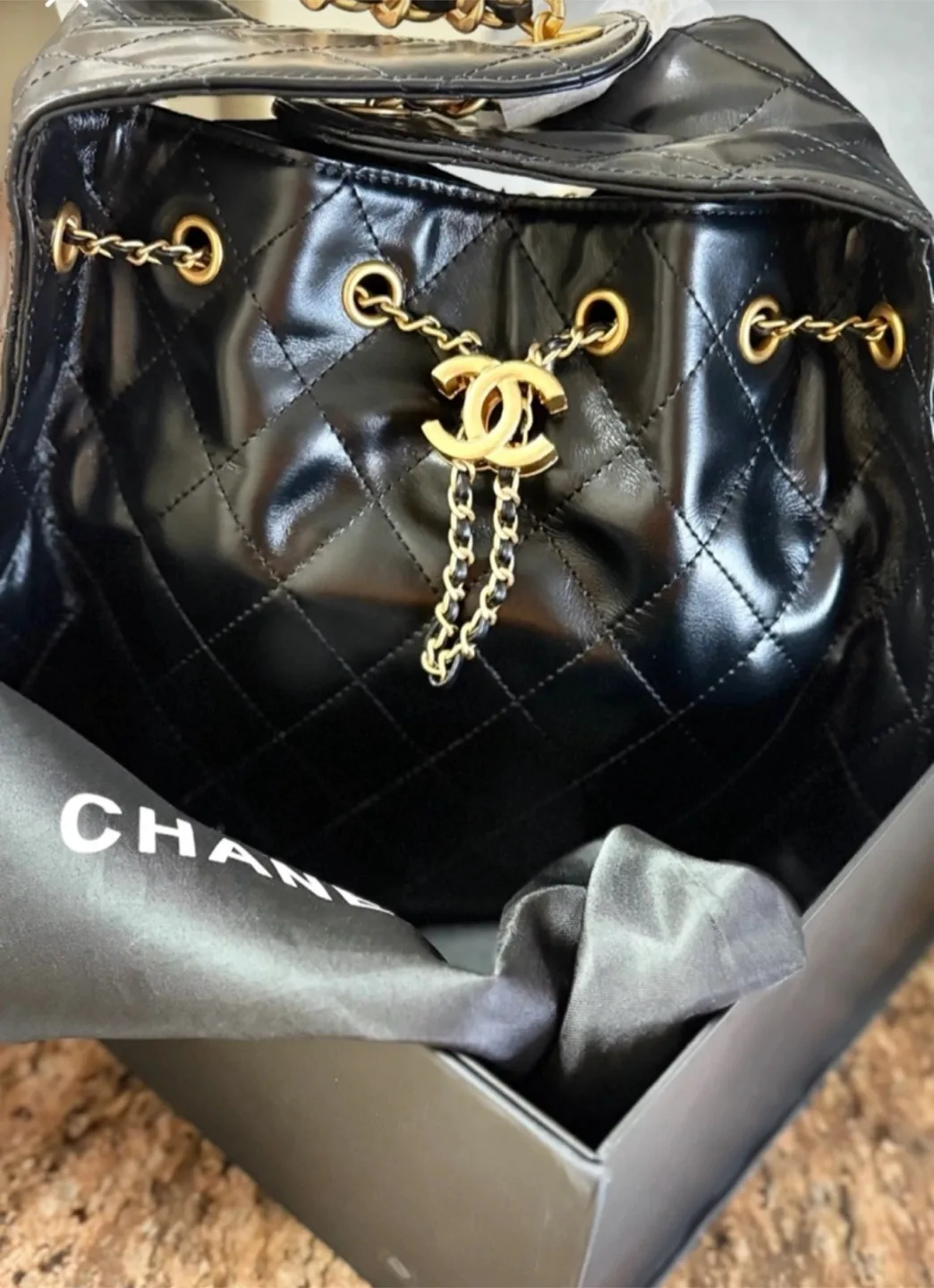 Chanel Black Leather   Bag thumbnail