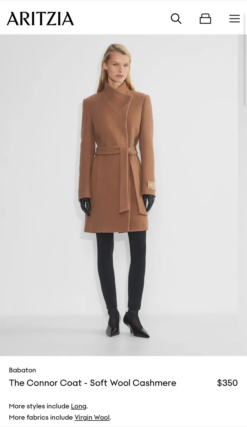Aritzia Babaton Connor Coat - Soft Wool Cashmere size xxs thumbnail