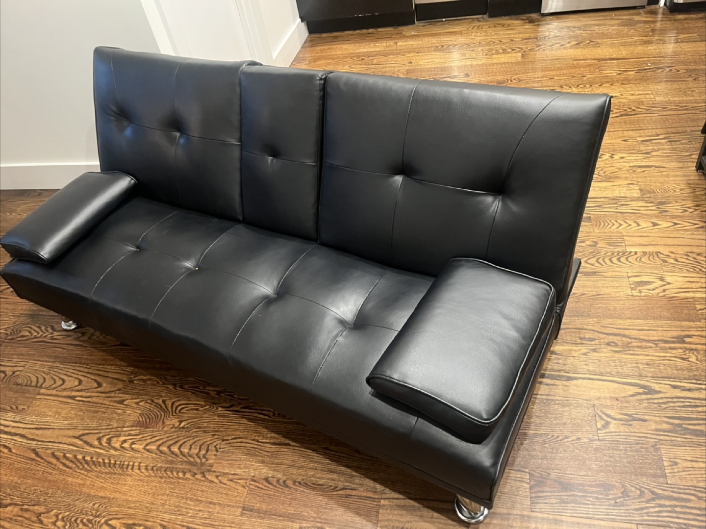 Black Faux Leather Futon Sofa Bed