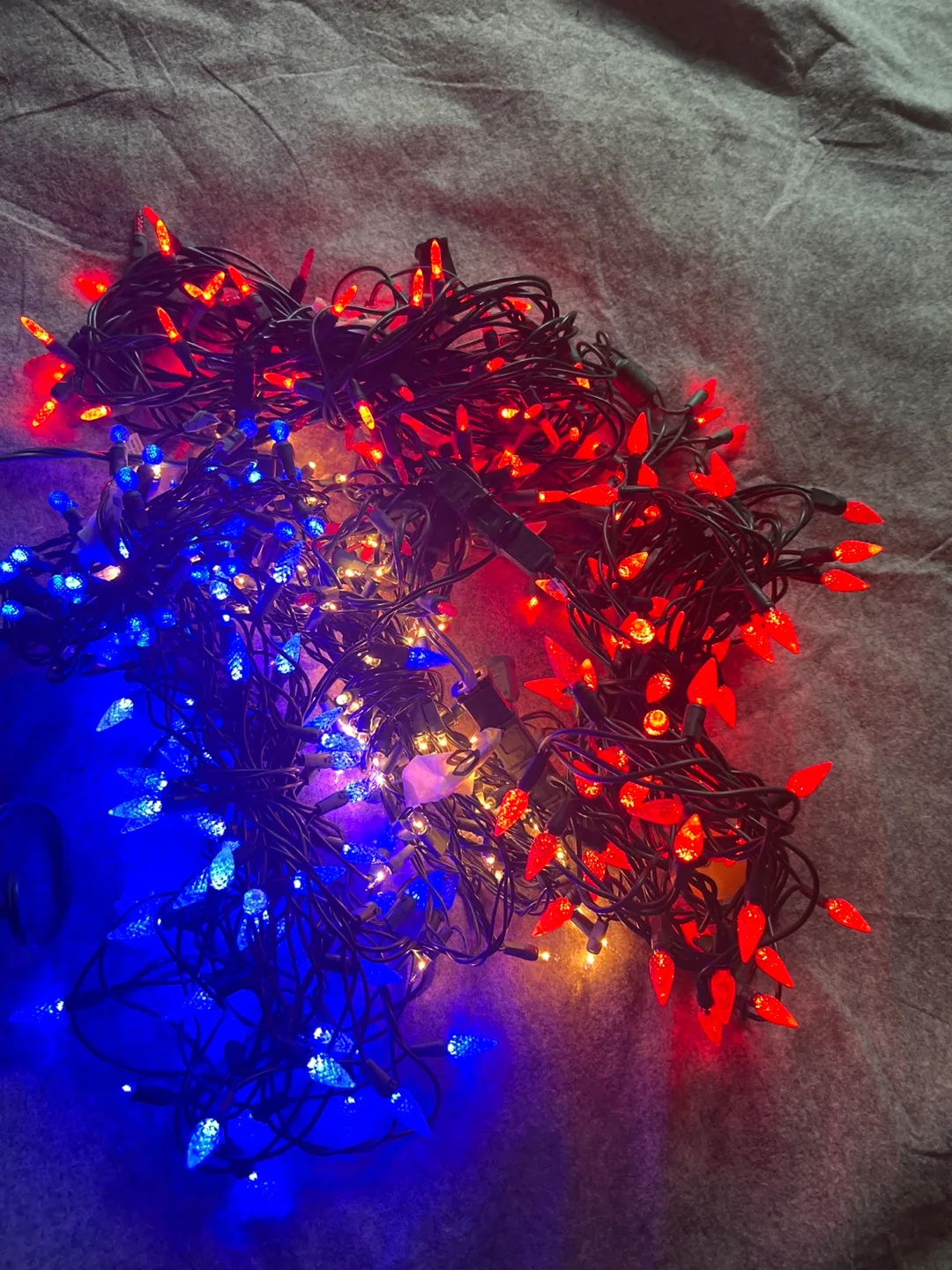 Outdoor 100’s of Christmas String Lights - Red & Blue thumbnail