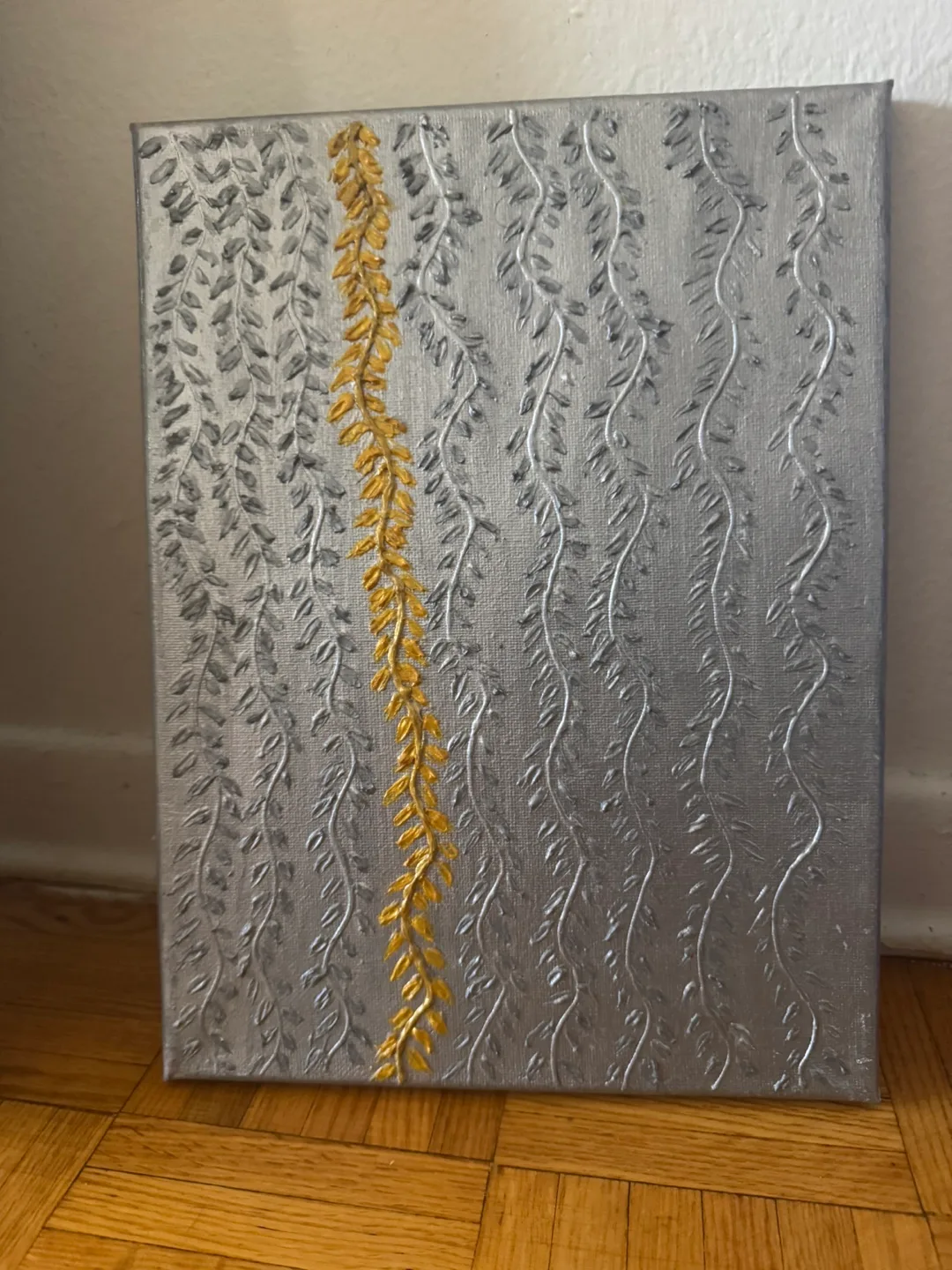 Silver & Gold Leaf Patterned Canvas Wall Art thumbnail