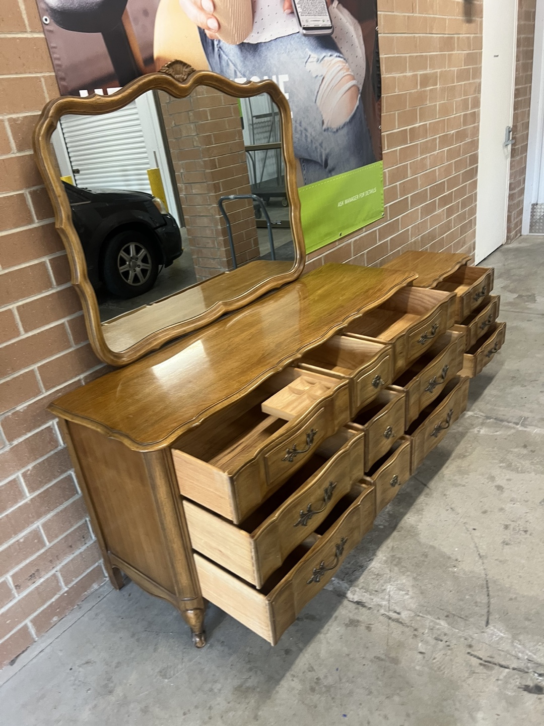 French Provincial Dresser with Mirror and Nightstand Set - photo 4