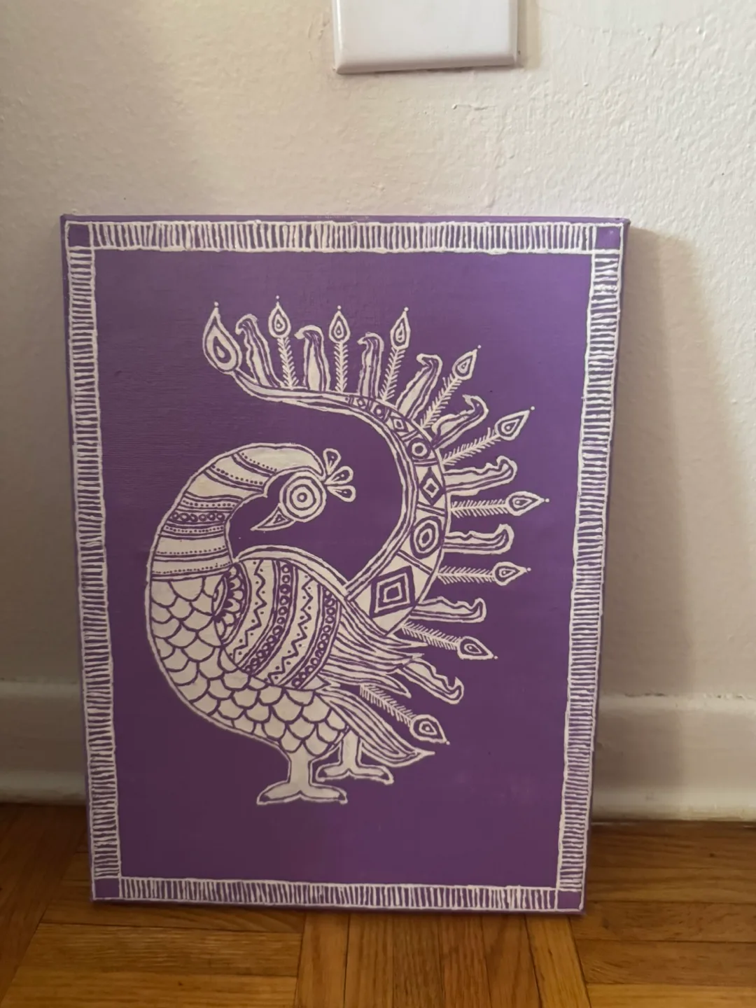 Peacock Art on Canvas tribal art thumbnail