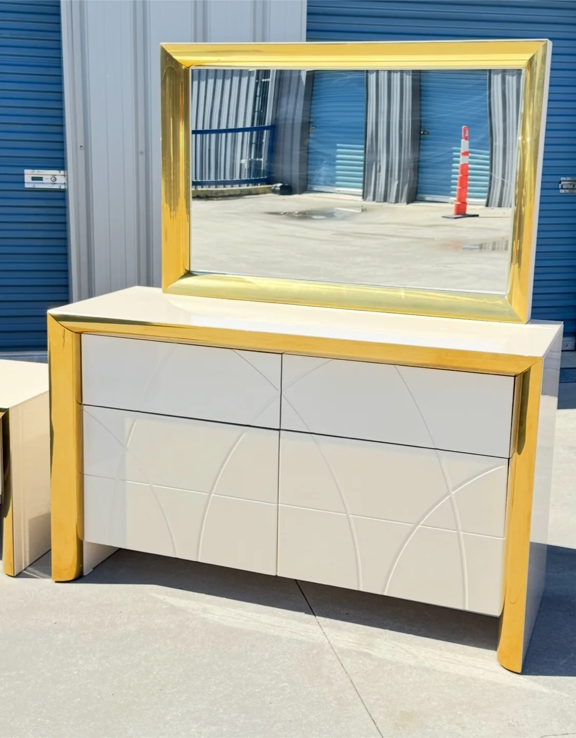 Cream & Gold Dresser with Mirror thumbnail