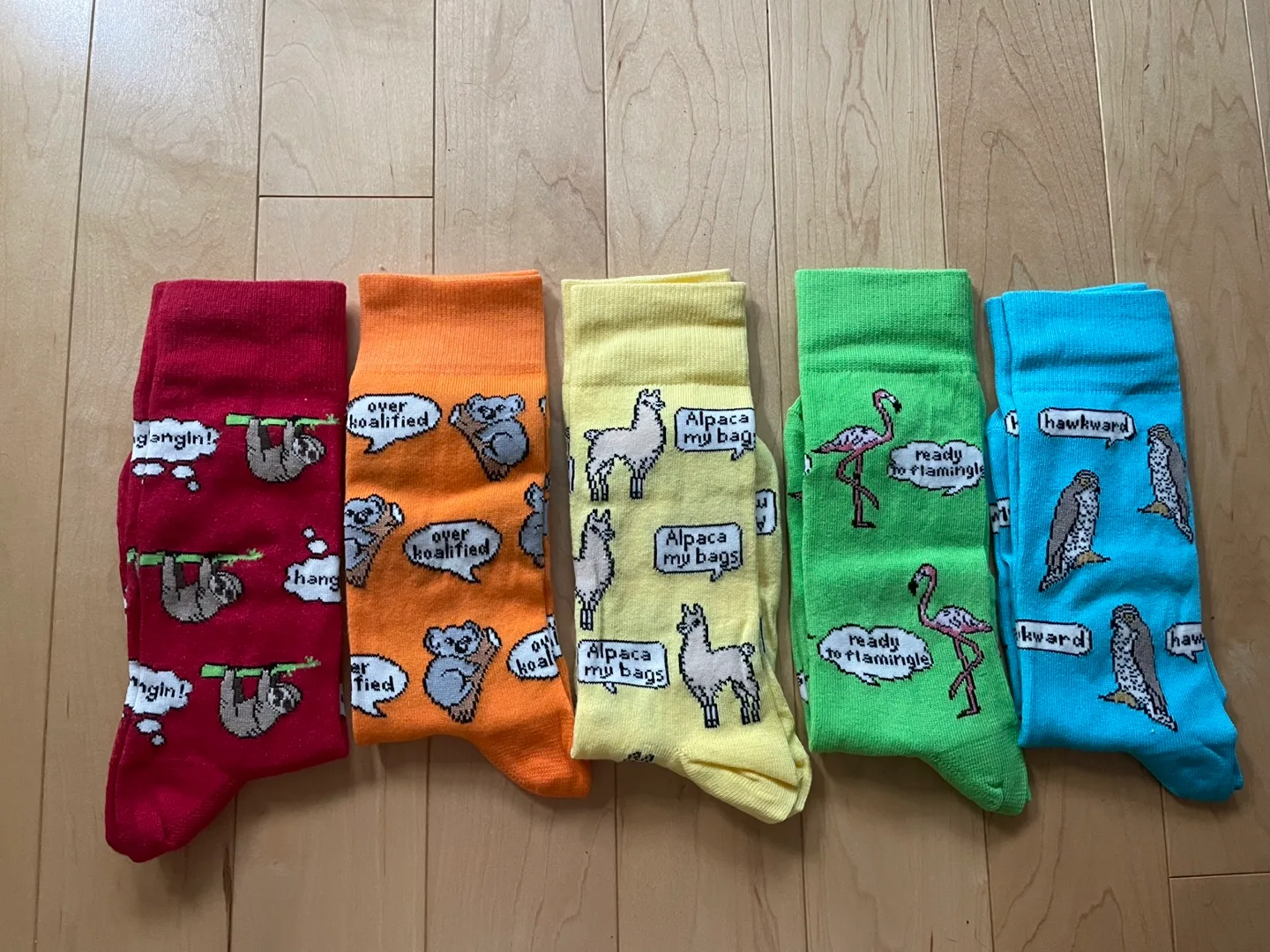 Animal Print Socks - Sloth, Koala, Alpaca, Flamingo, Hawk thumbnail