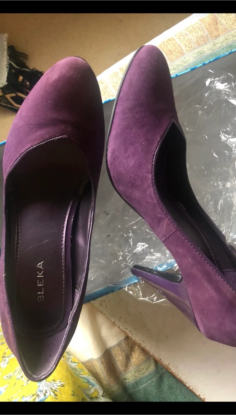 BLEKA Purple Suede Heels thumbnail