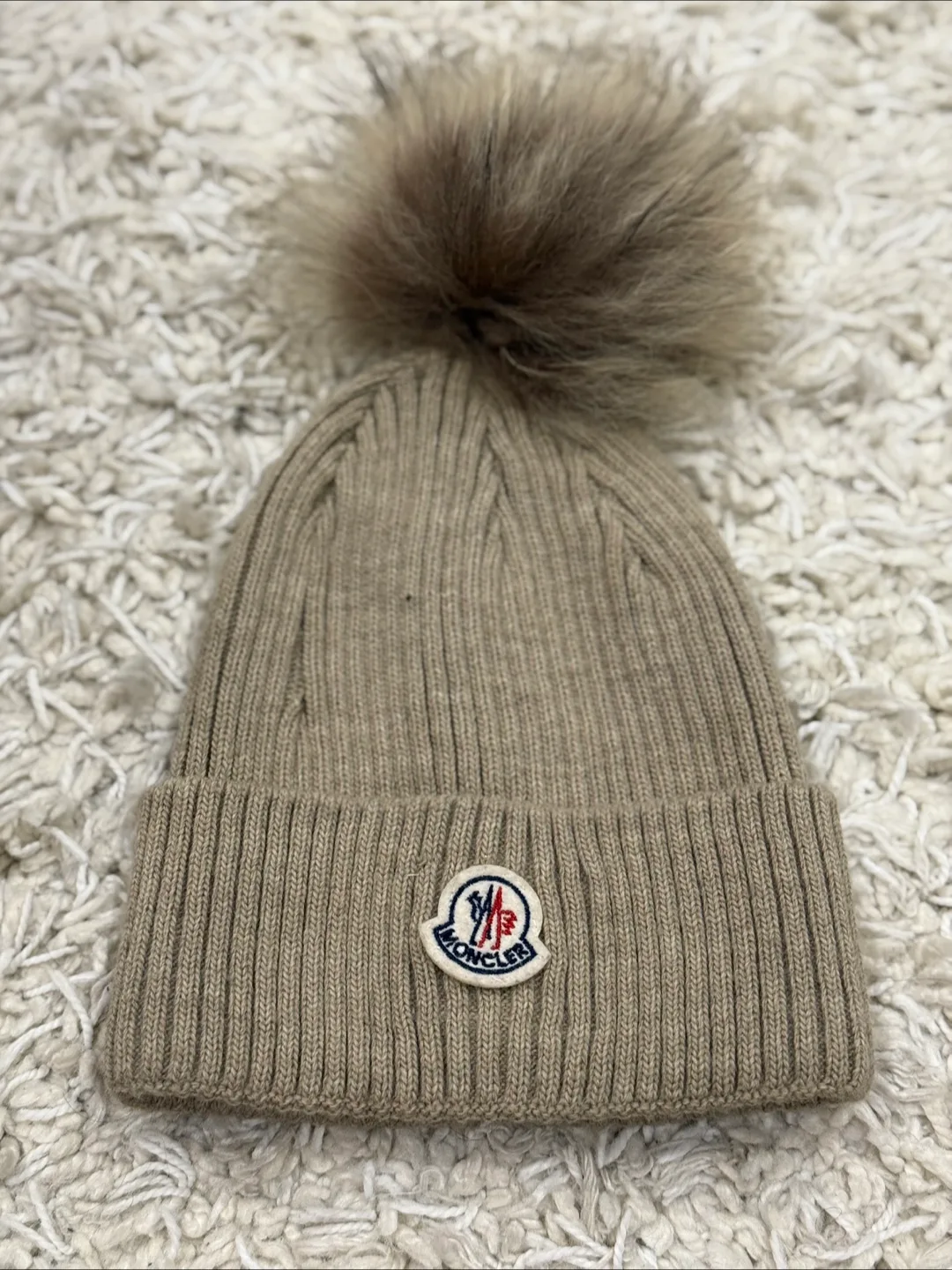 Moncler Beanie Hat with Fur Pom Pom thumbnail