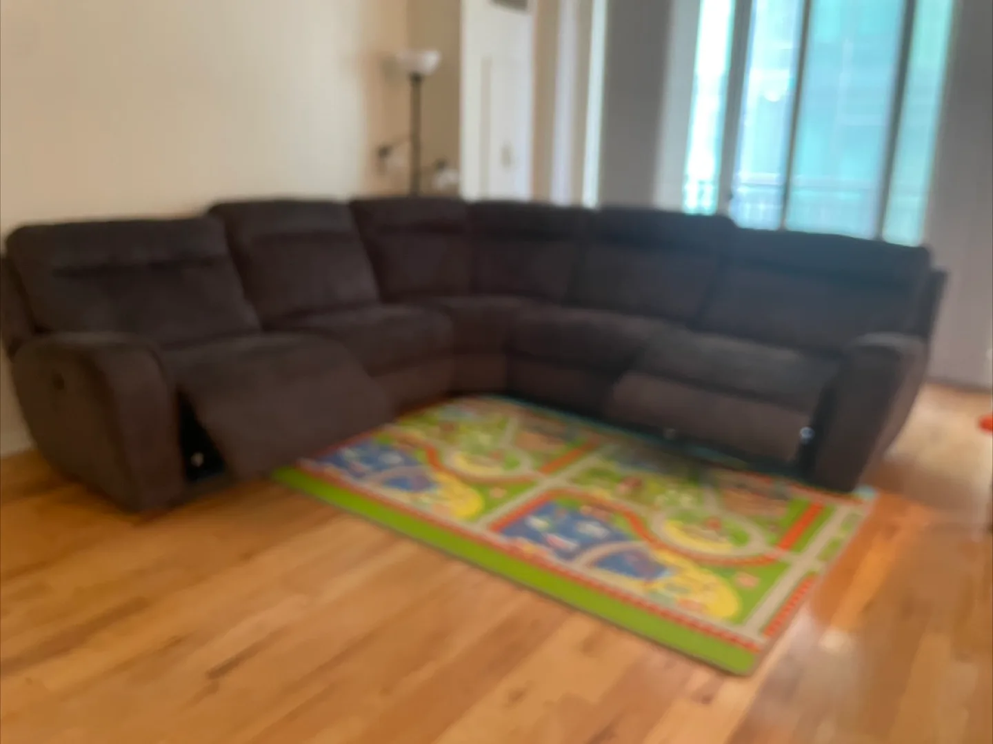 L shaped Sectional 2 Reclining chairs Sofa thumbnail