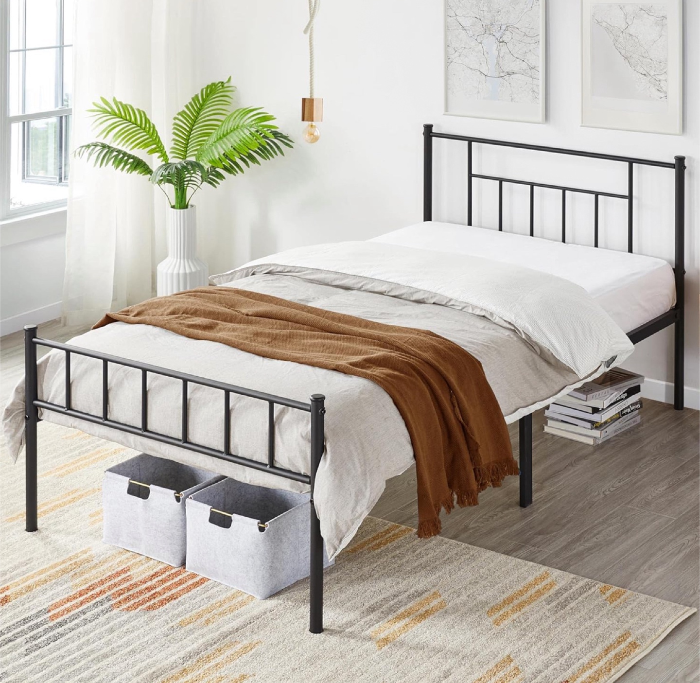 Twin Size Black Metal Bed Frame