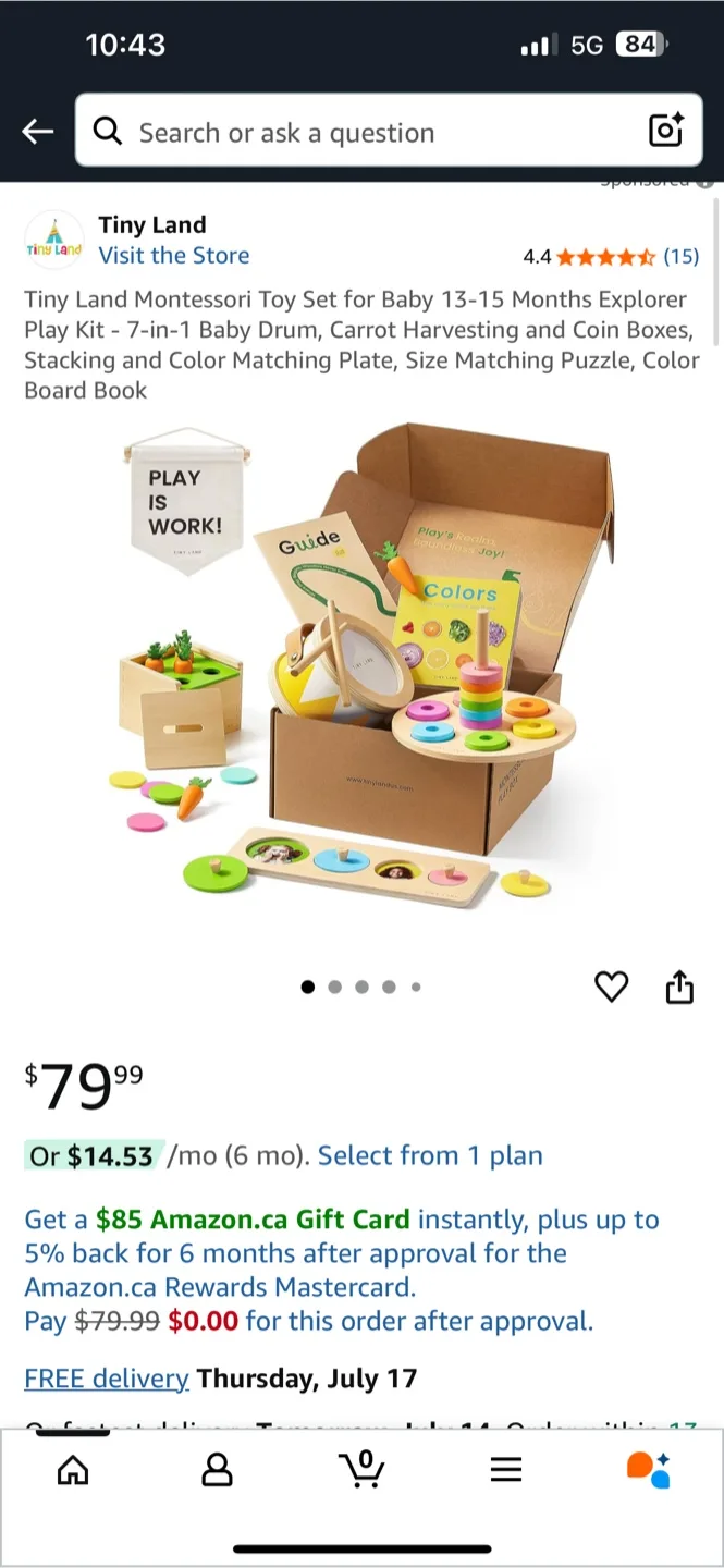 Giftable BNIB Tiny Land Montessori Toy Set for Baby 13-15 Months thumbnail