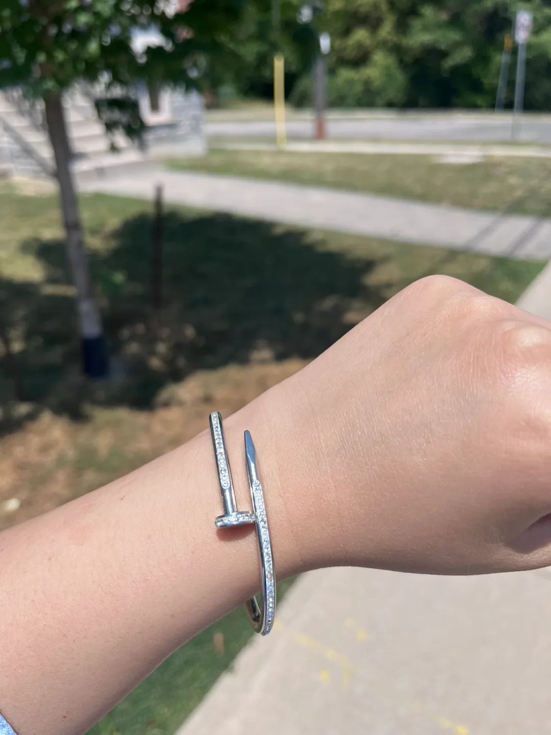 Silver Nail Bangle Bracelet image indicator(2)