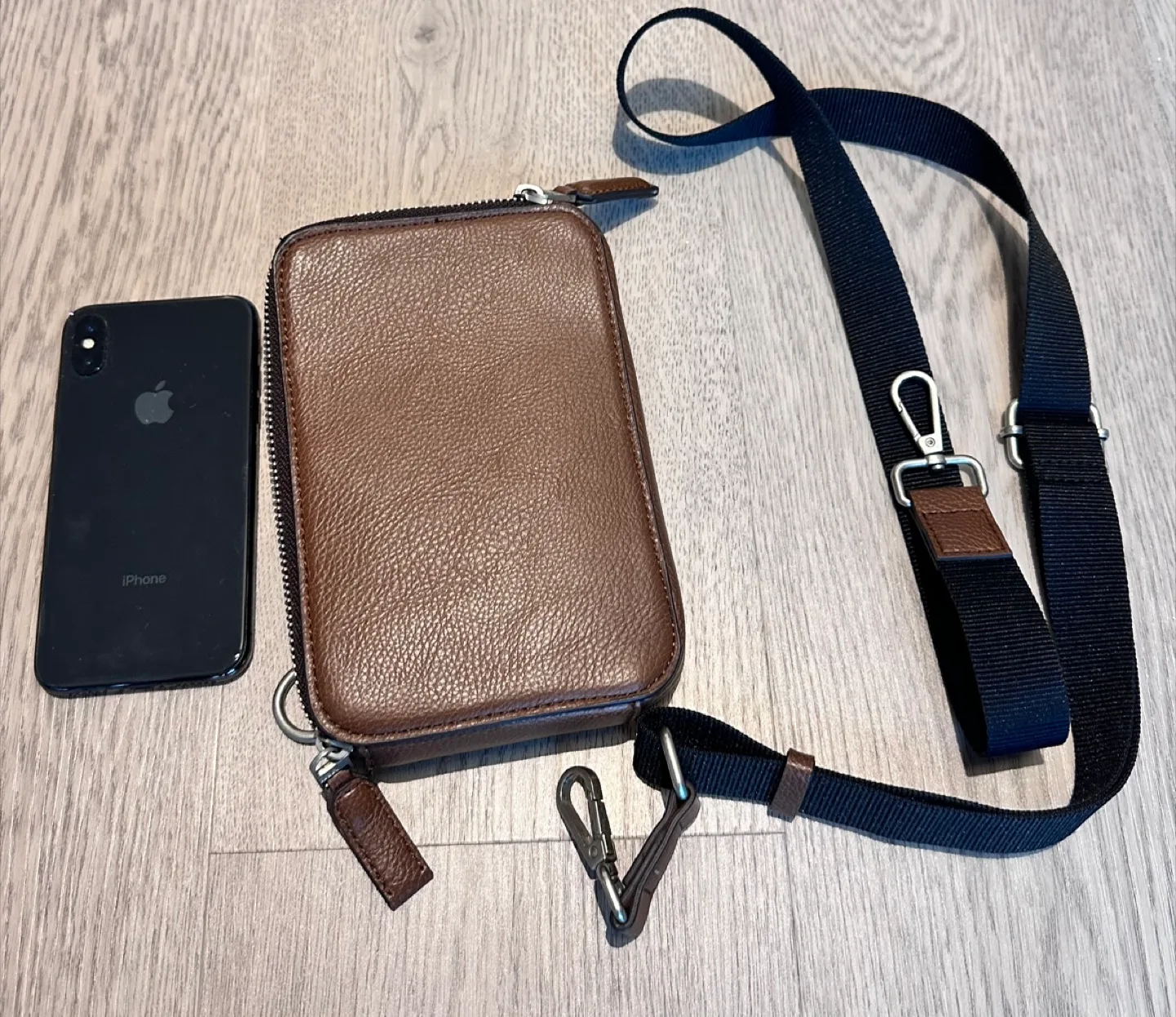 Zara Brown Leather Crossbody Bag thumbnail