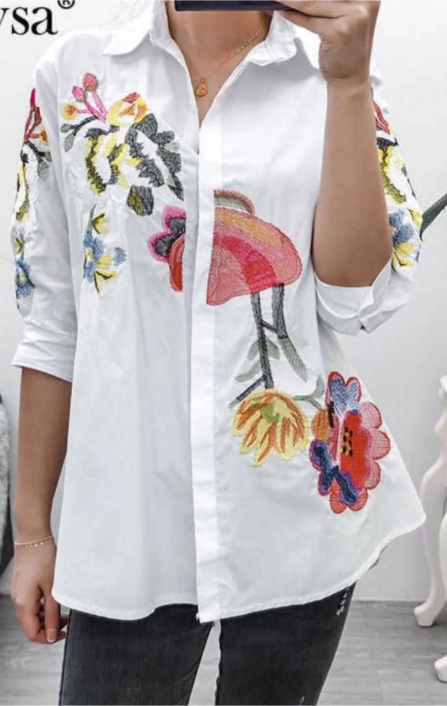 Unique Embroidered Blouse - Size M thumbnail